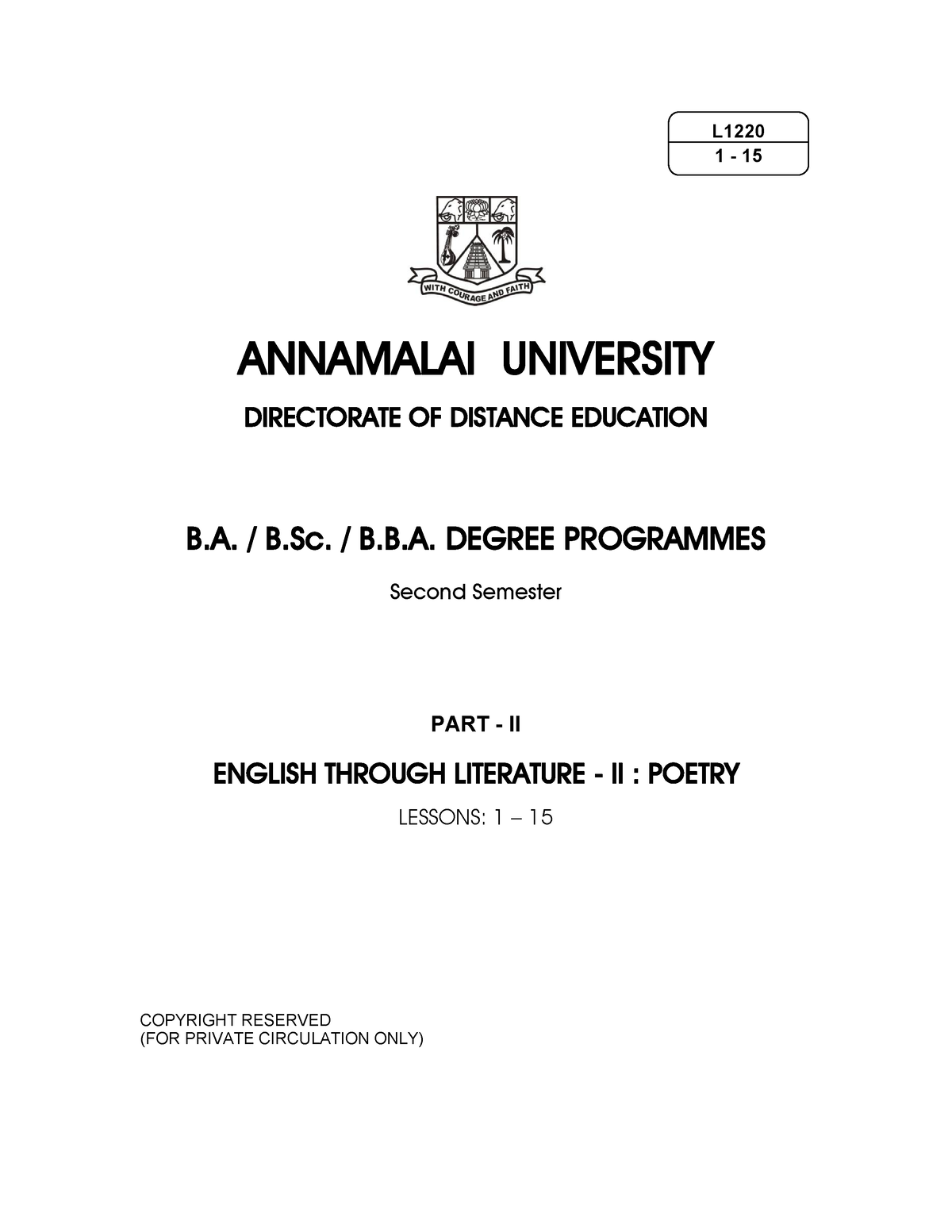 English 2 - Nil - ANNAMALAI UNIVERSITY DIRECTORATE OF DISTANCE ...