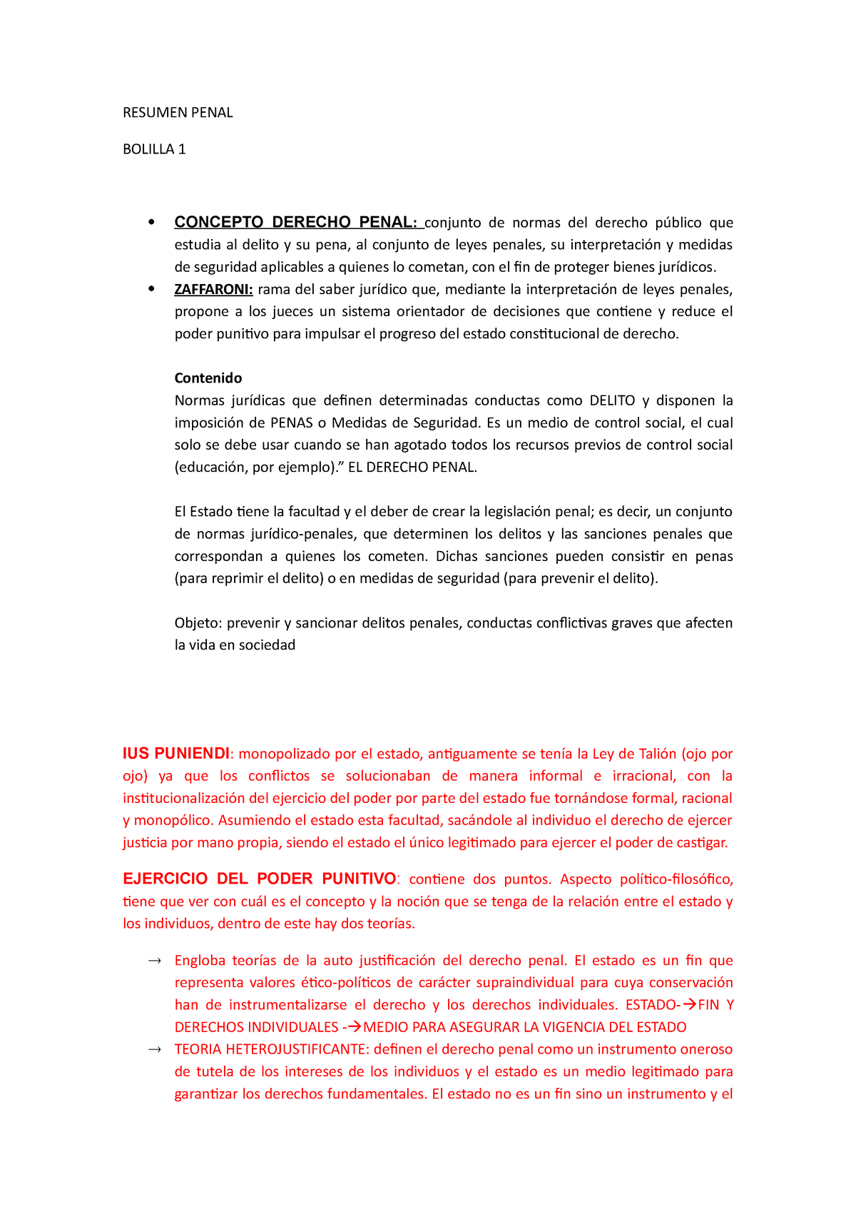 Resumen Penal El Perfecto - RESUMEN PENAL BOLILLA 1 CONCEPTO DERECHO ...