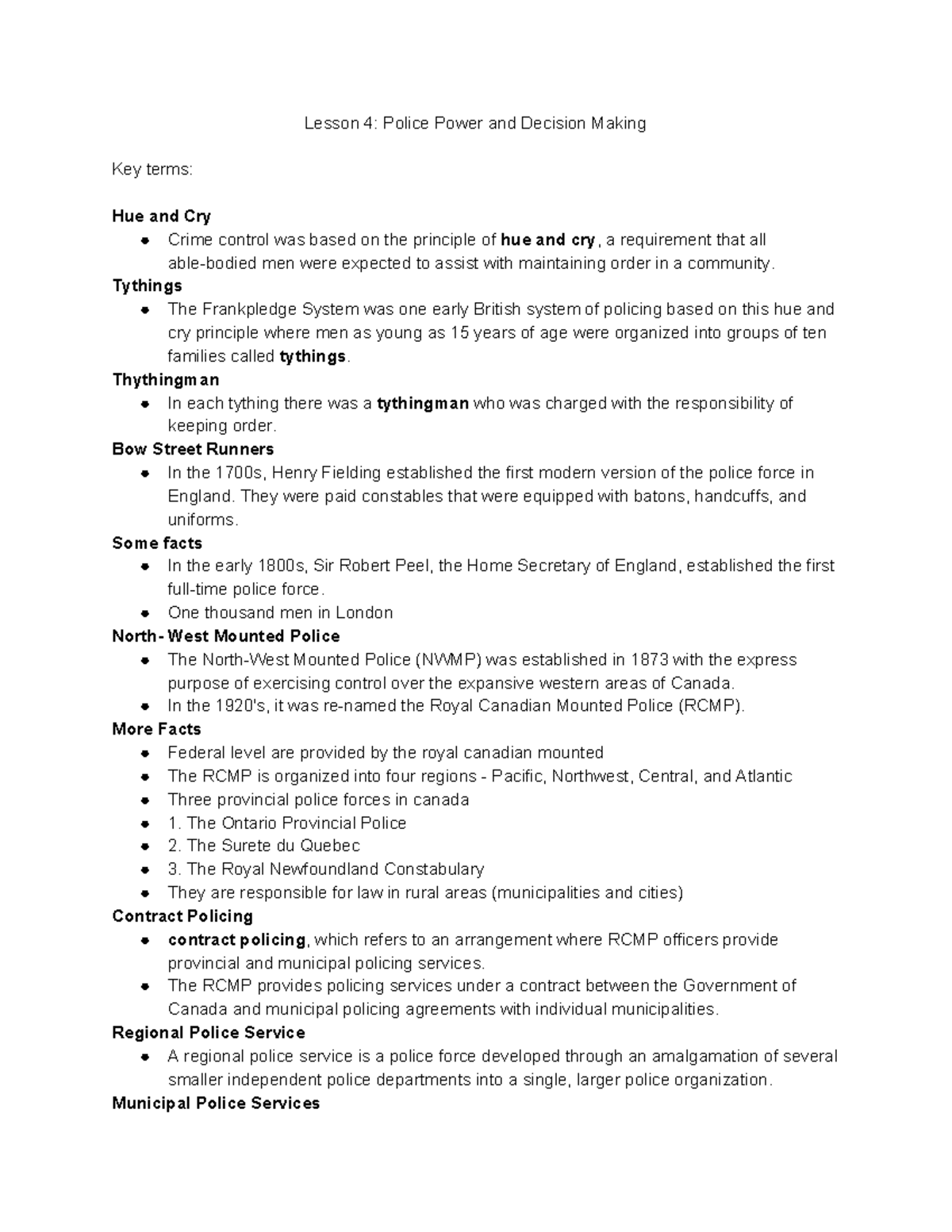 Lesson 4 Police Power and Decision Making Lesson 4 Police Power and