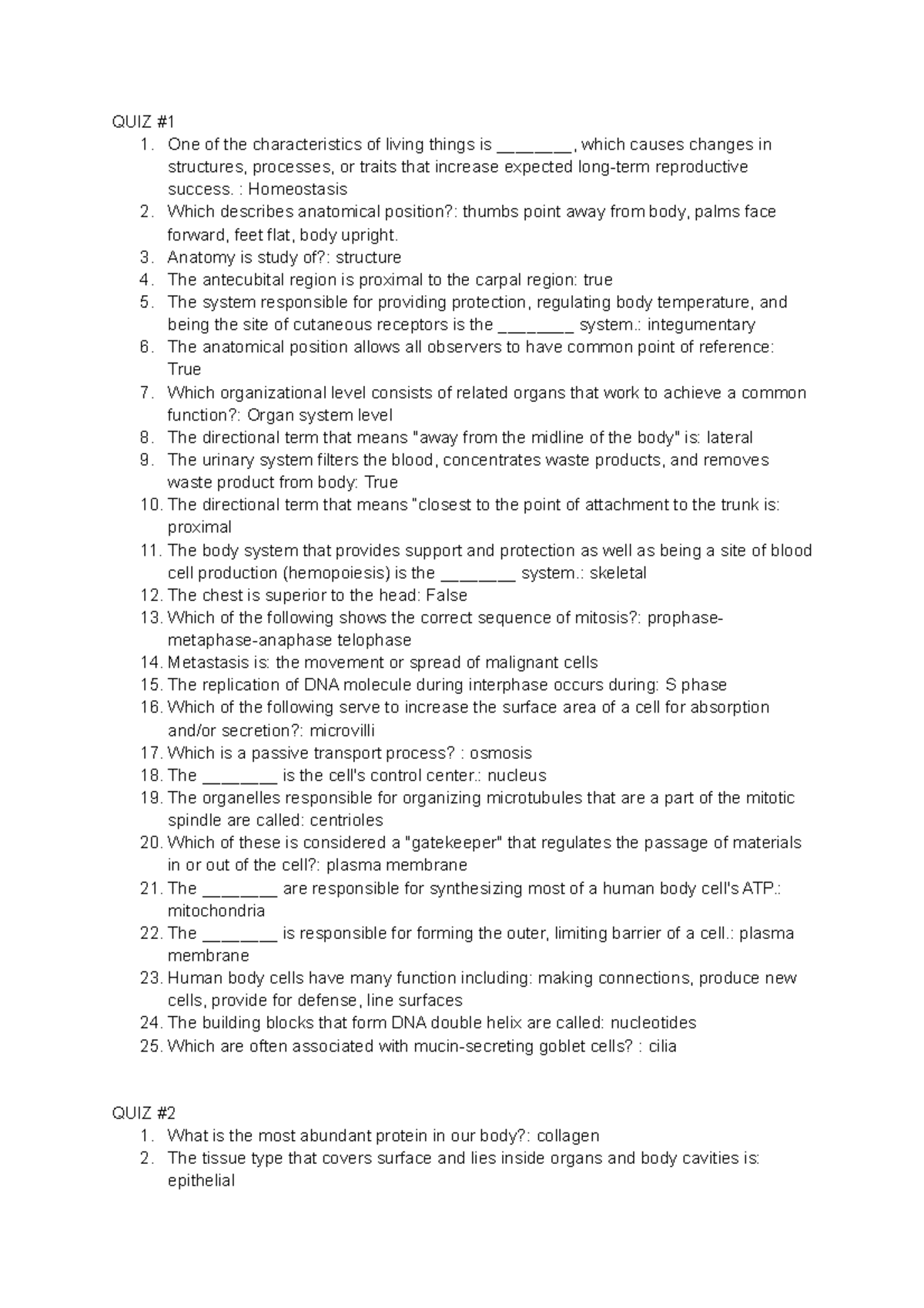 BIO 210 QUIZ Compilation QUIZ One of the characteristics of living