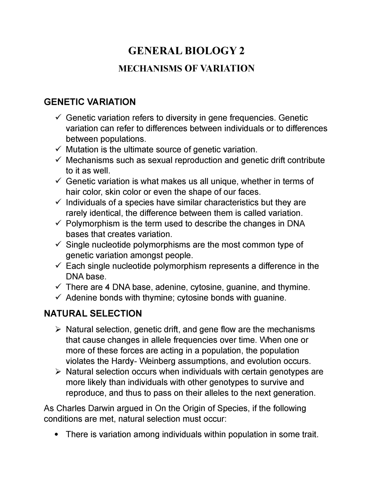 General Biology 2 Mechanisms Of Variation - GENERAL BIOLOGY 2 ...