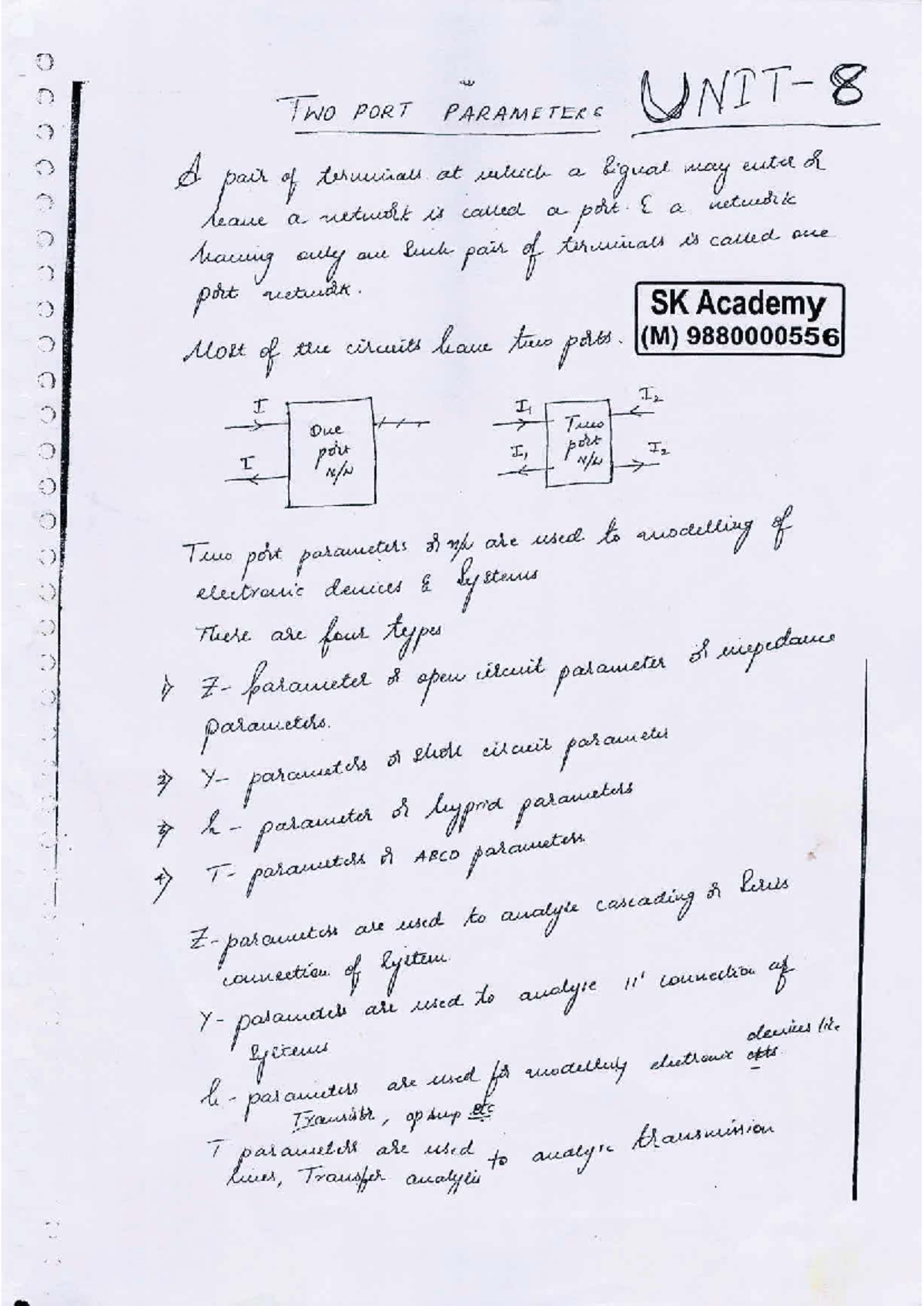 NT Module-5 Notes - Two w 8 PORT PARAMETERS A pair of terminals at ...