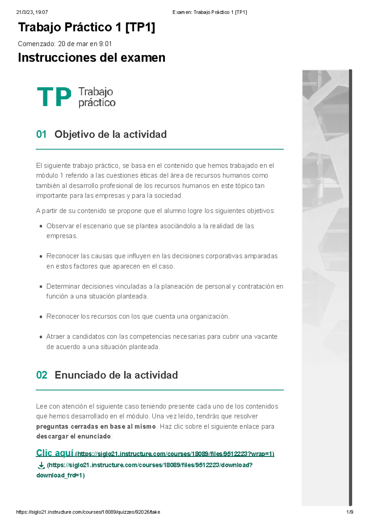 Examen Trabajo Práctico 1 Tp1 Seleccion De Personal Trabajo Examen Trabajo Práctico 1 Tp1 Seleccion De Personal Trabajo