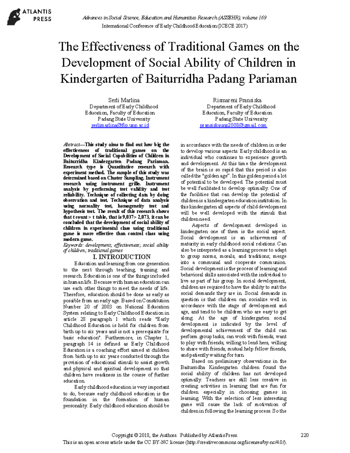 Traditional game - Grade: 3 - The Effectiveness of Traditional Games on ...