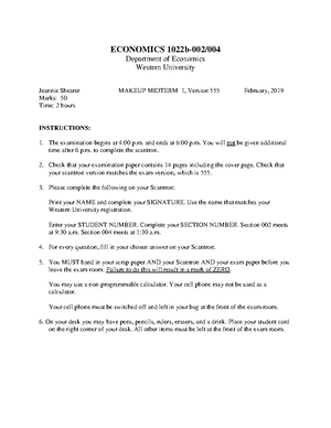 Macro sample questions - Economics 1022B Midterm 1 practice problems In ...