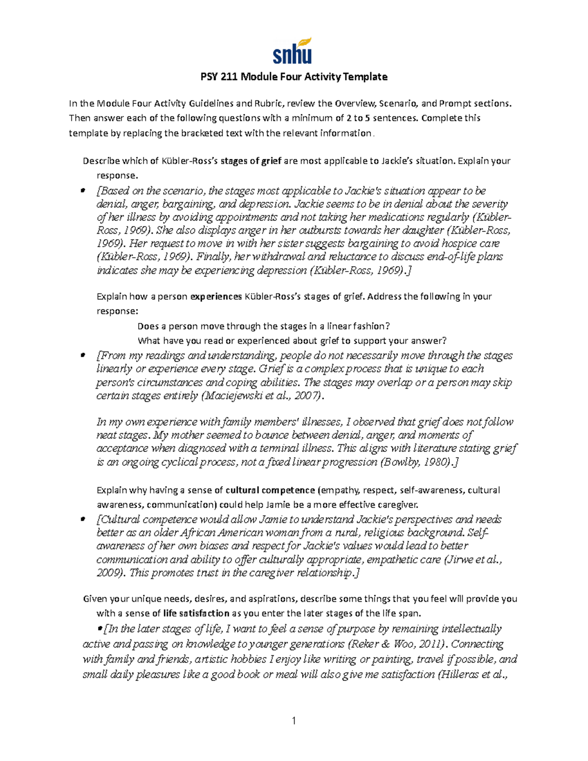 PSY 211 Module Four - PSY 211 Module Four Activity Template In the ...