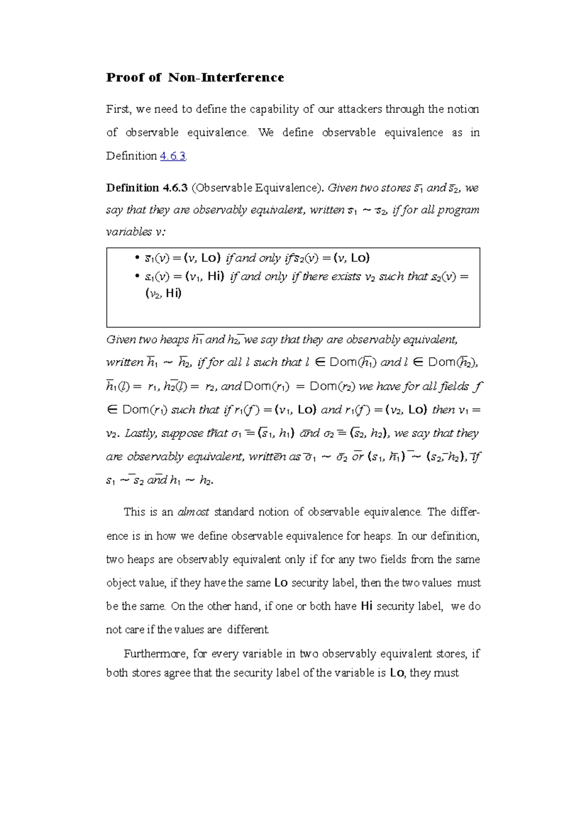 Proof of NonInterference Proof of NonInterference First, we need to