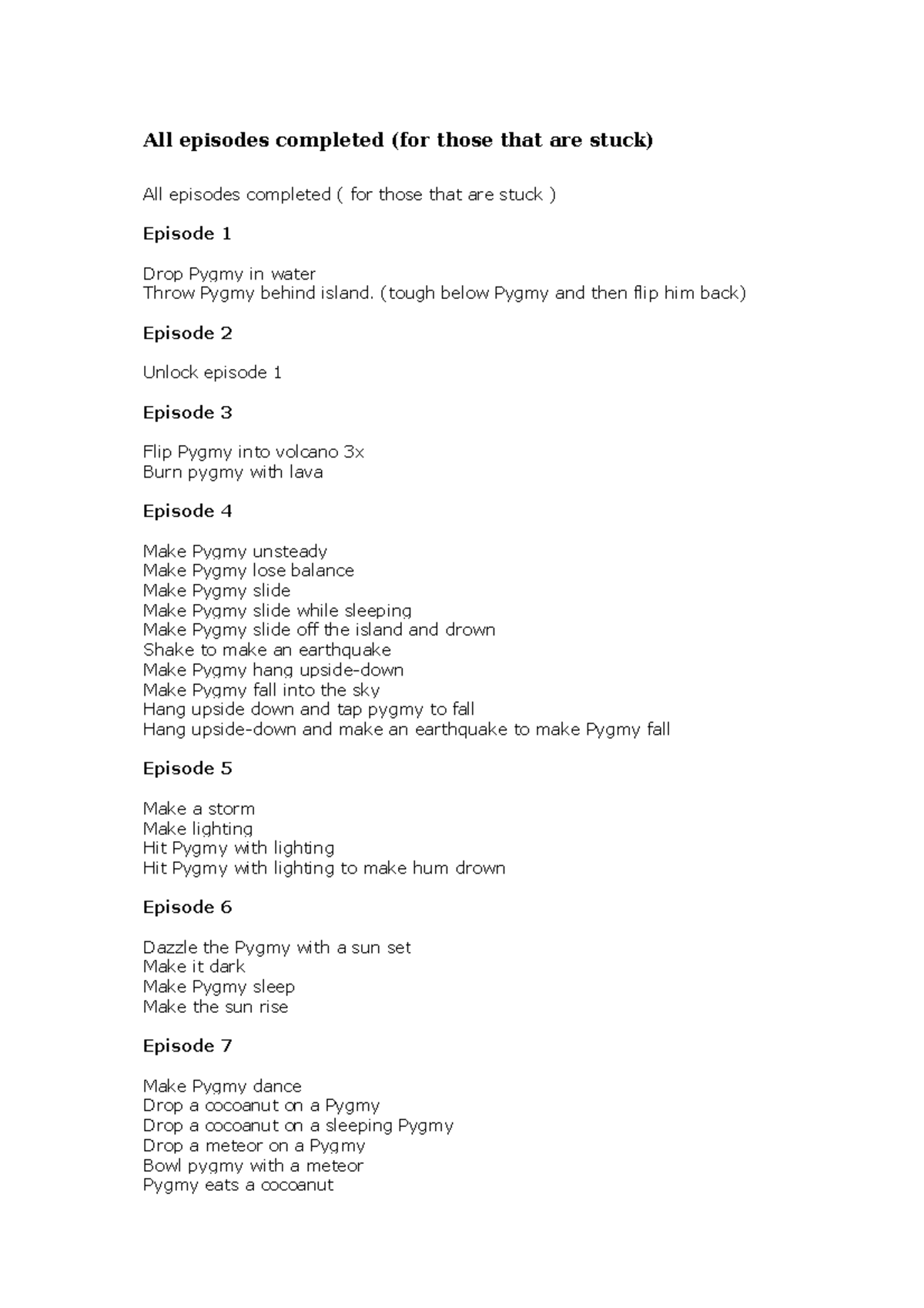 All episodes completed Pocket God (game) All episodes completed (for