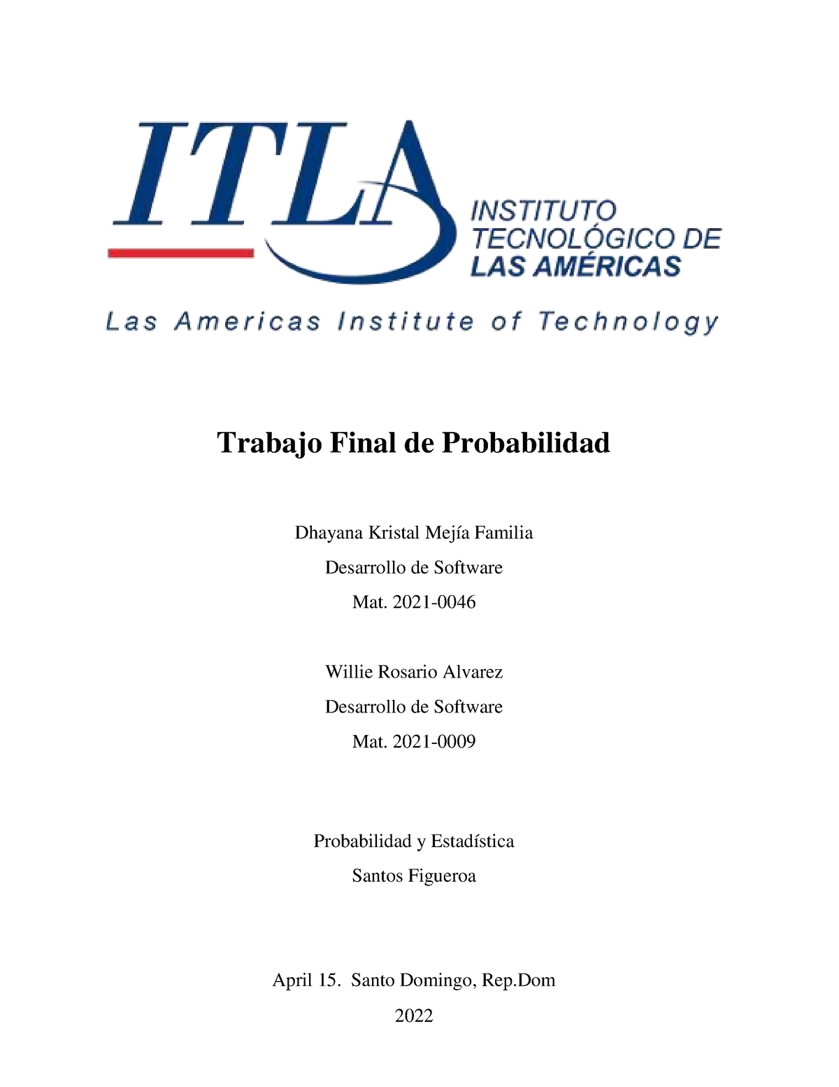 Trabajo Final - Probabilidad Y Estadística - Trabajo Final De ...