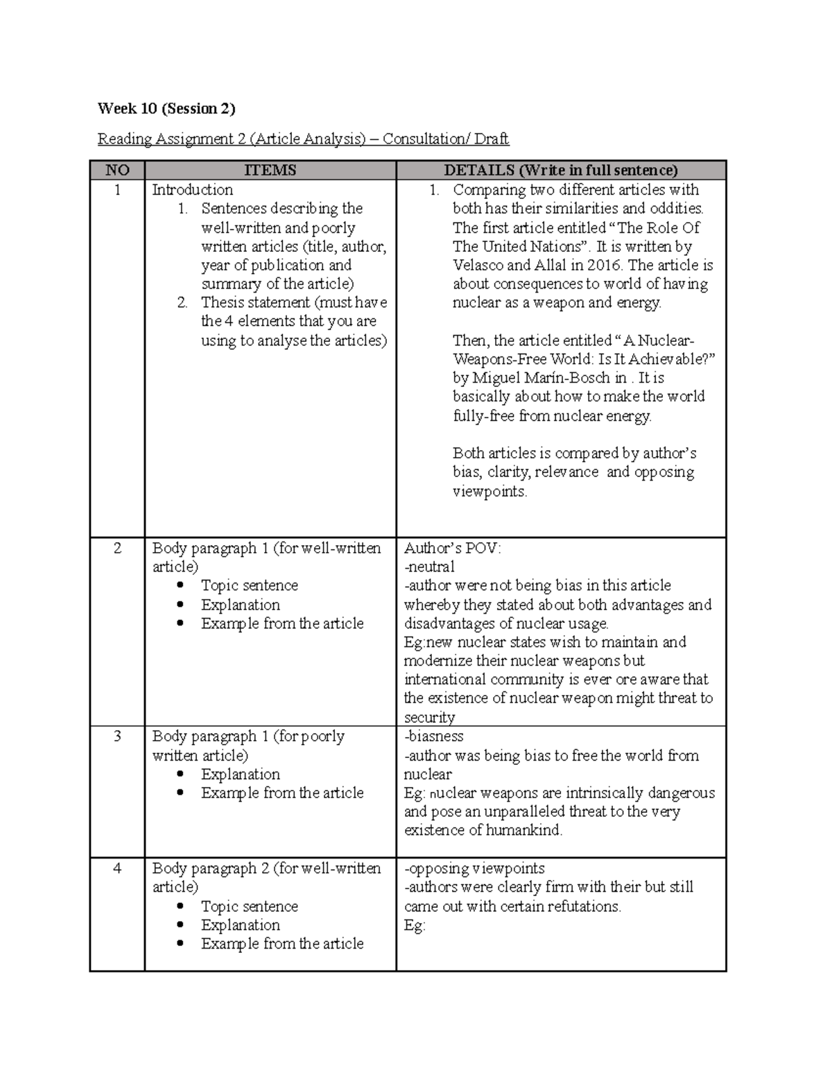 Draft Article Analysis (ELC091) - Week 10 (Session 2) Reading ...