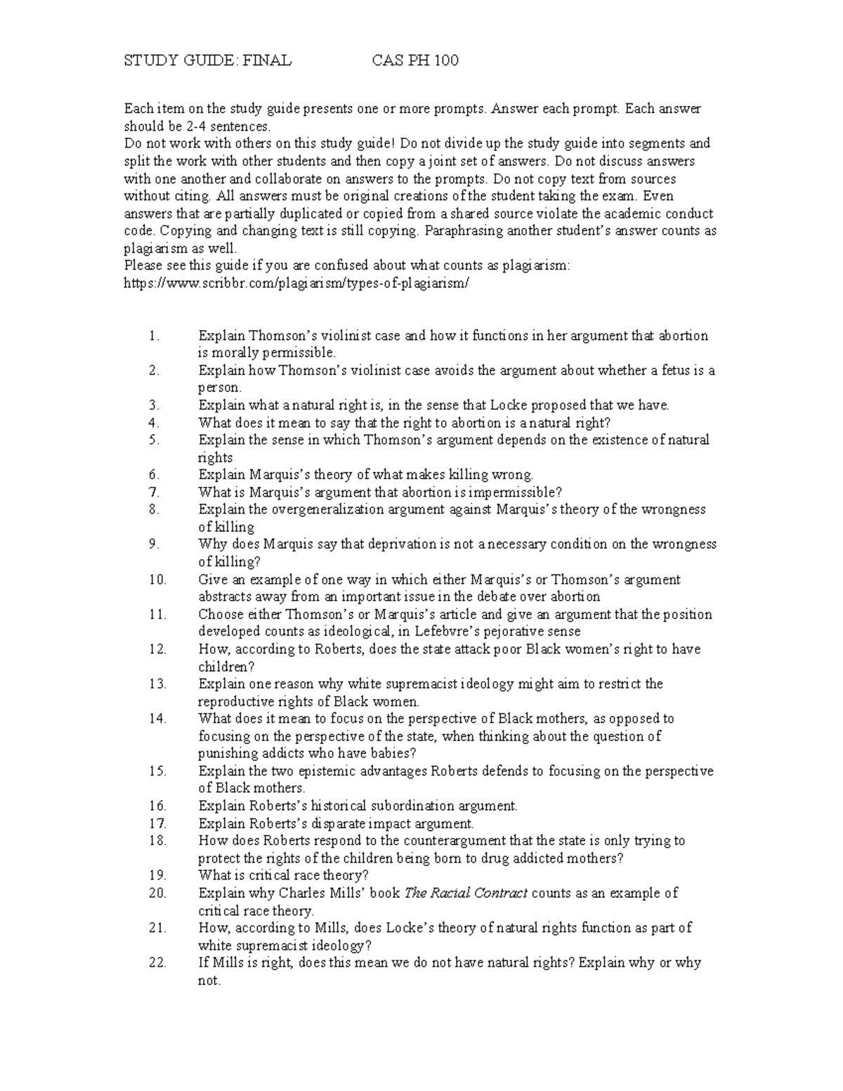 Study Guide Final - vvhbkjnbhii - STUDY GUIDE: FINAL CAS PH 100 Each ...