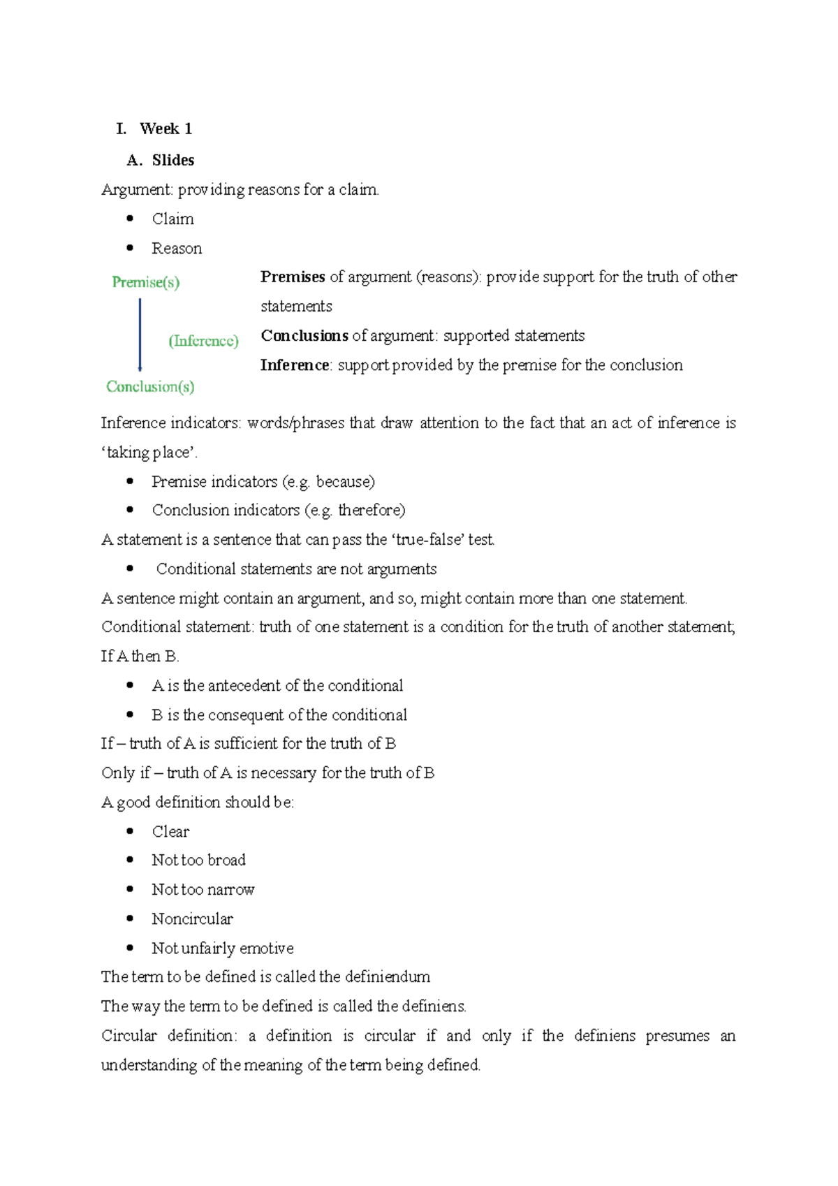 CTRW revision W1-5 - I. Week 1 A. Slides Argument: providing reasons ...