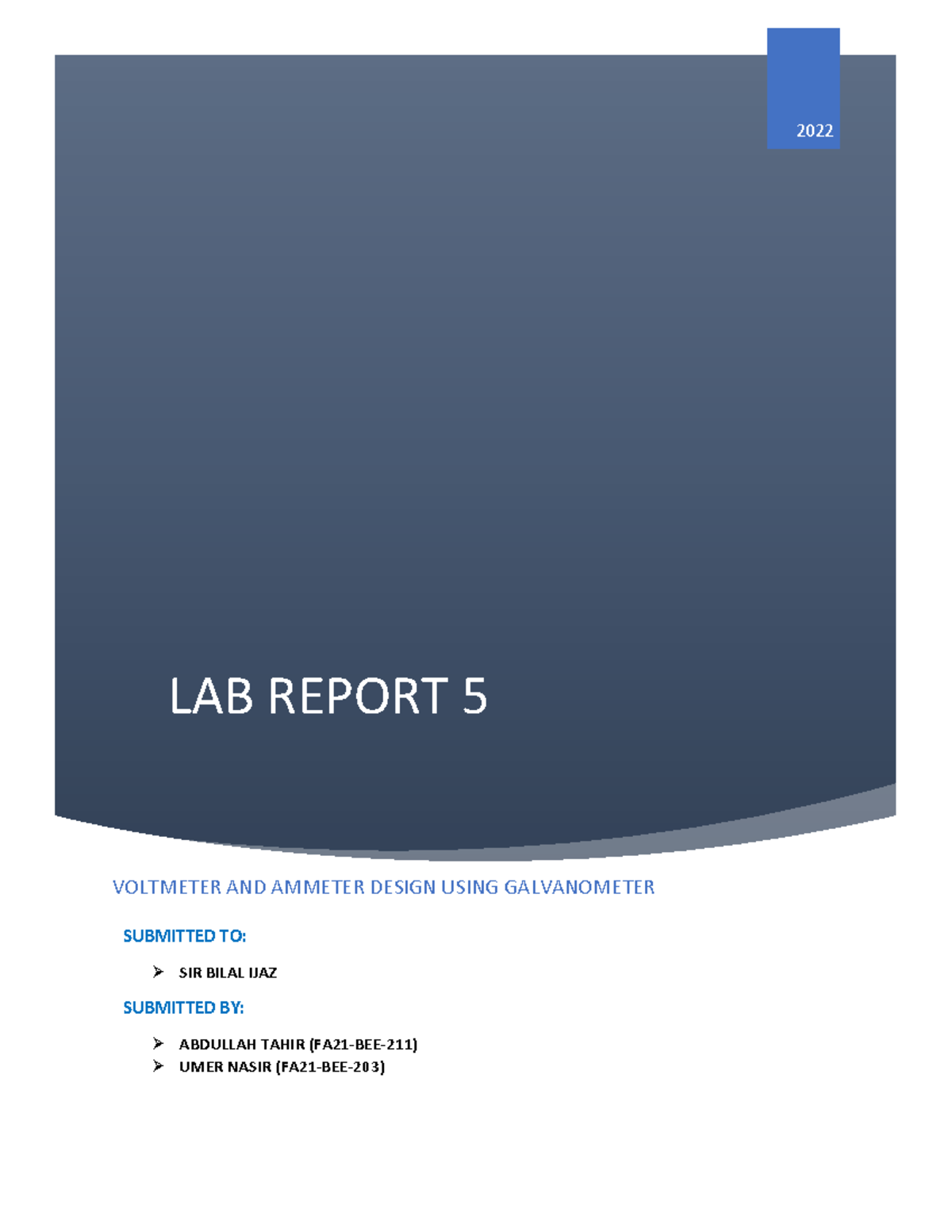 Lab Report 5 LAB REPORT 5 2022 VOLTMETER AND AMMETER DESIGN USING