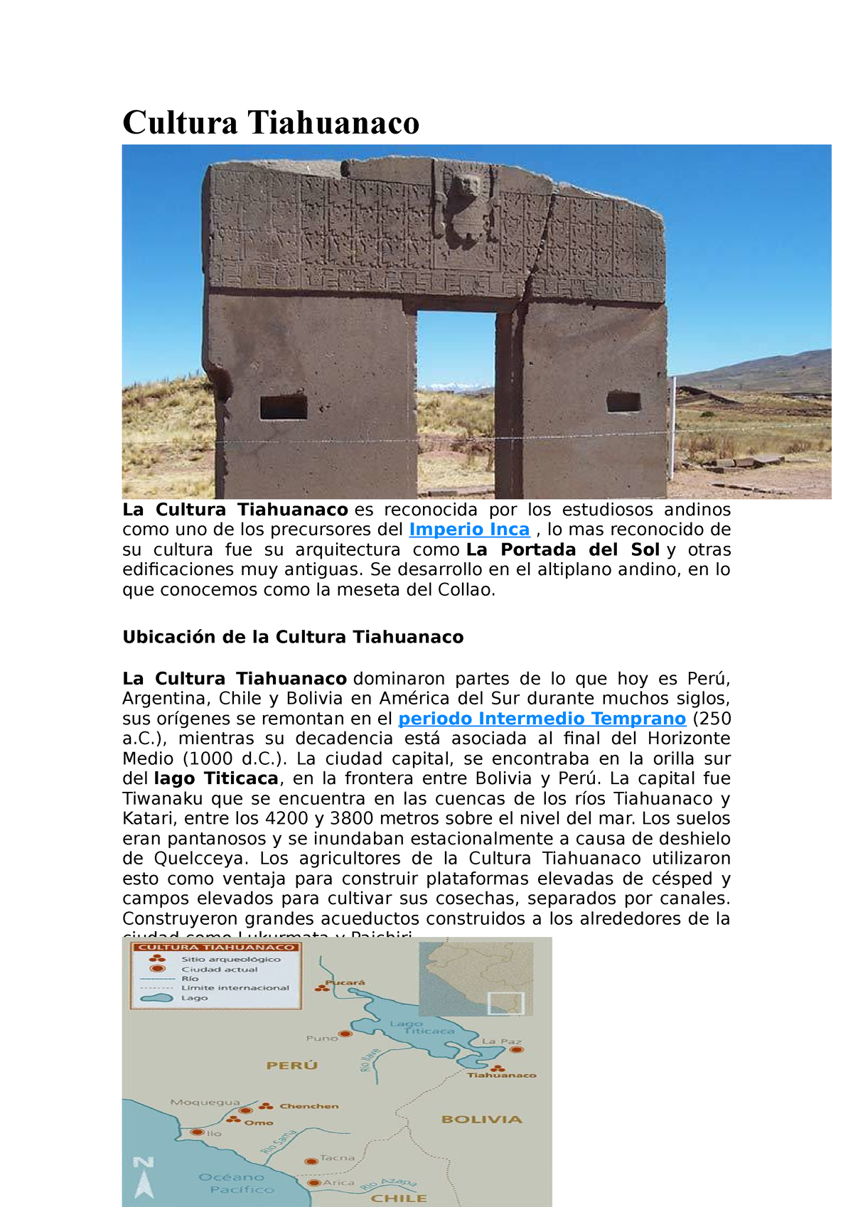 Cultura Tiahuanaco - destaco en su aquitectura - Cultura Tiahuanaco La ...