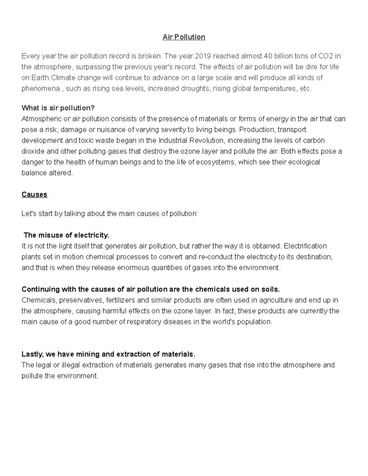 Contaminacion DEL AIRE - Air Pollution Every year the air pollution ...