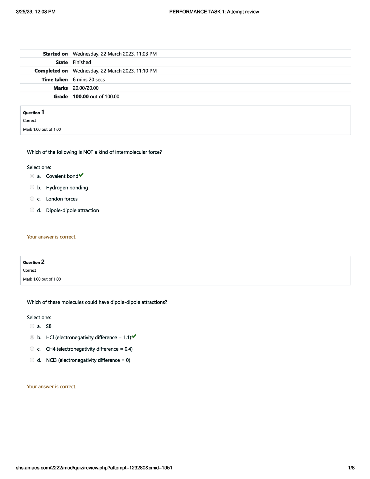 BAED-CHEM2122-2222S - Q1 Performance TASK 1 - Humanities And Social ...