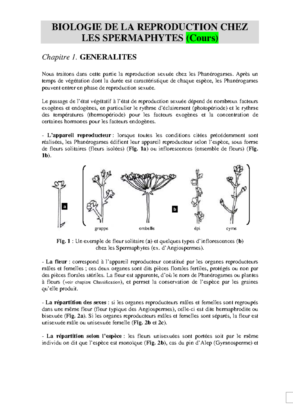 Reproduction Biologie végétale SNV-L1-2019-2020 - BIOLOGIE DE LA ...