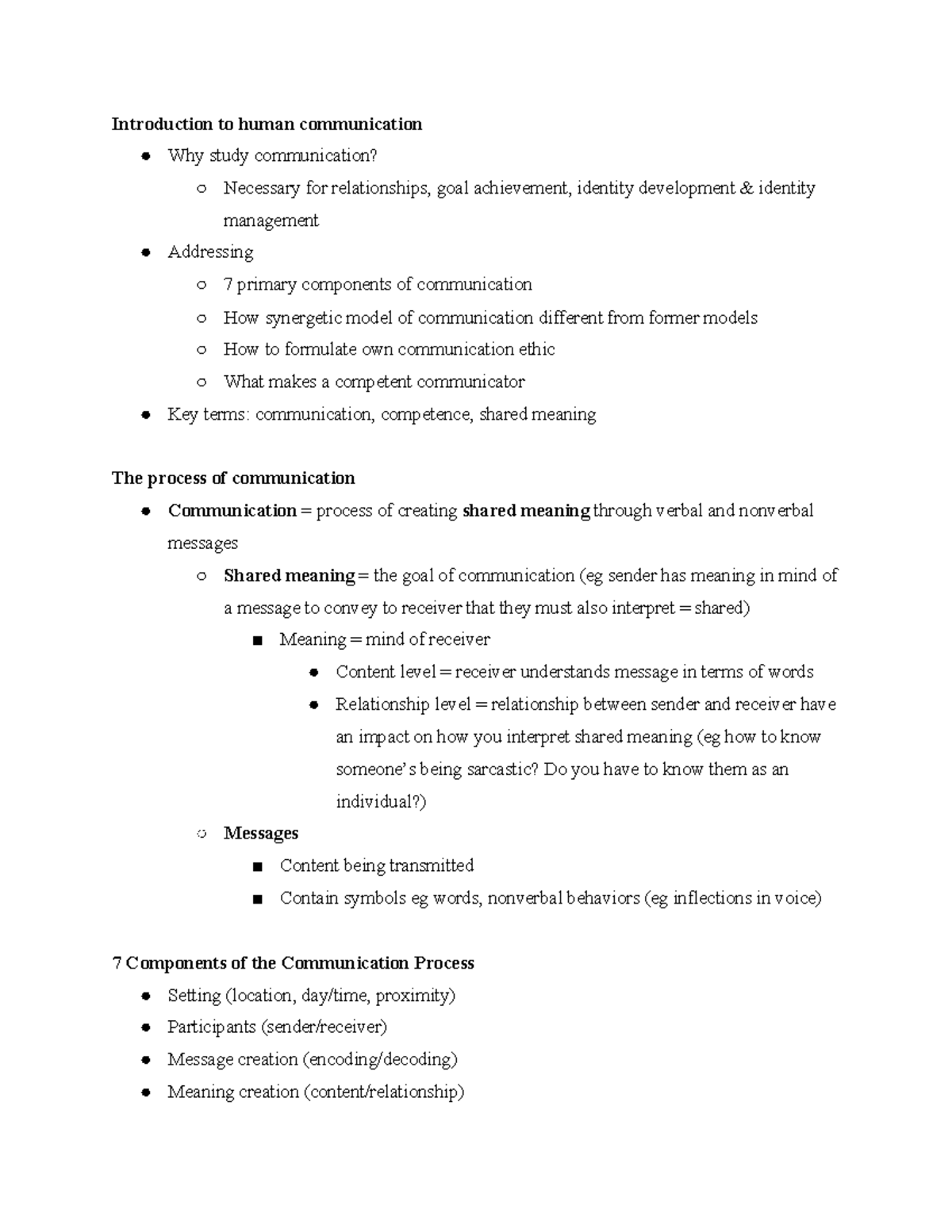 SD COMM 1101 Module 1 Notes - Introduction To Human Communication Why ...