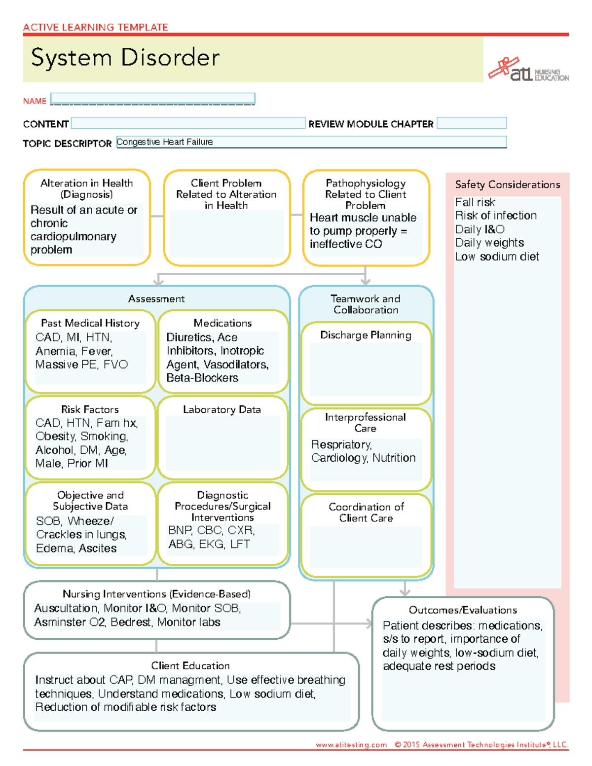 System Disorder Active Learning Template - CHF - Teamwork and ...