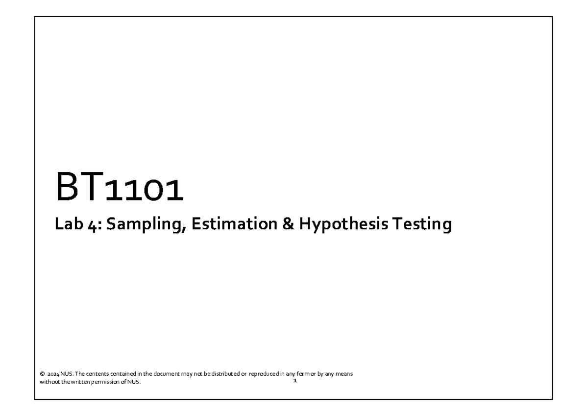 Bt L Lab Sample Estimation And Hypothesis Testing Ay S Bt