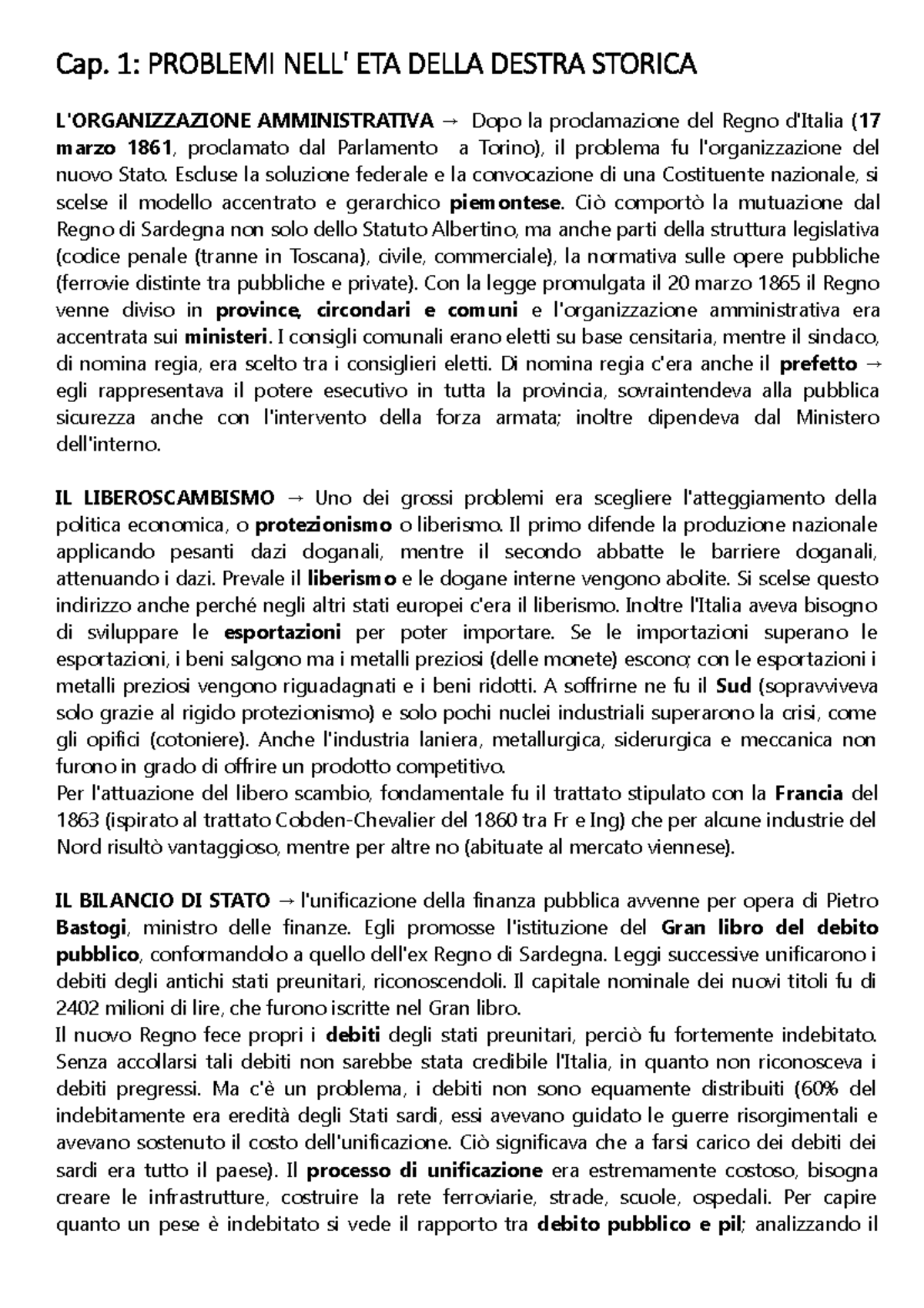 Capitolo 1 - Storia Economica - Cap. 1 : PROBLEMI NELL' ETA DELLA ...