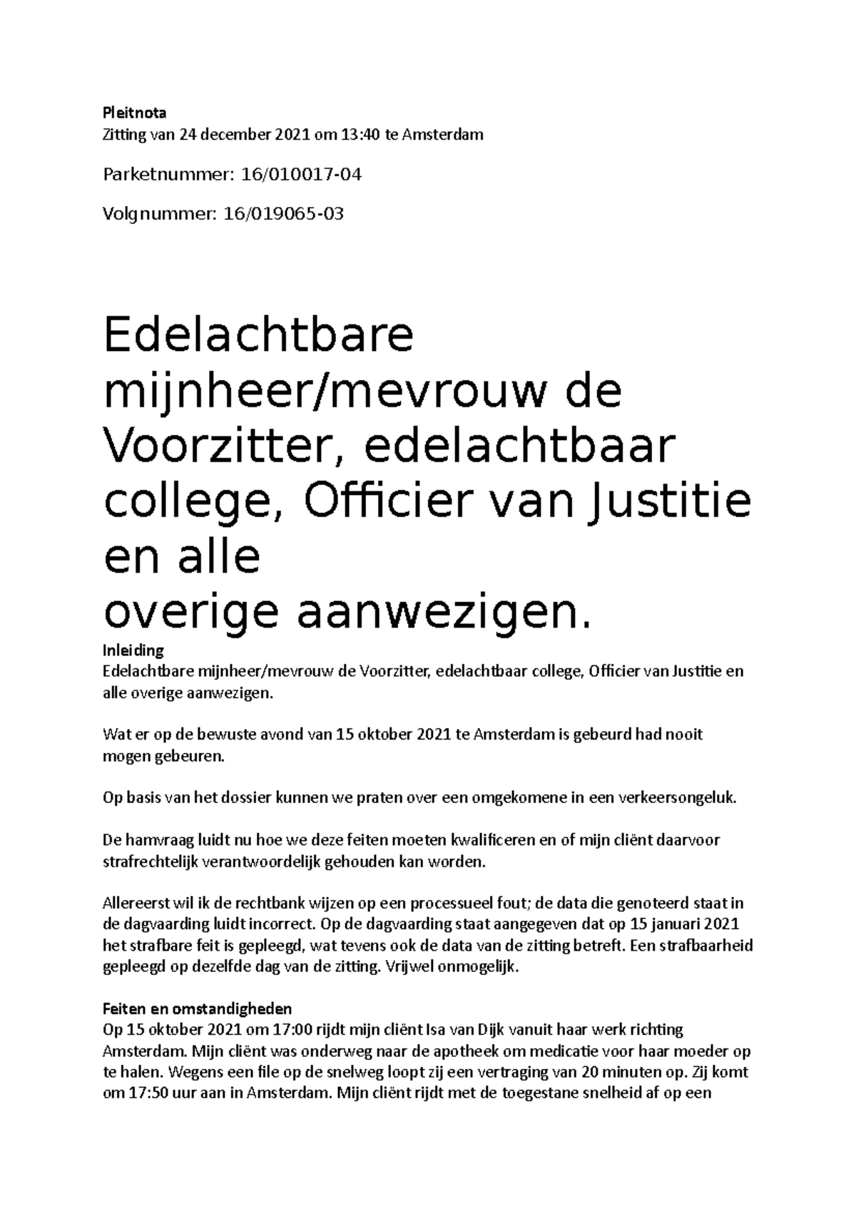 Pleitnota Vak Publiekrecht - Pleitnota Zitting Van 24 December 2021 Om ...