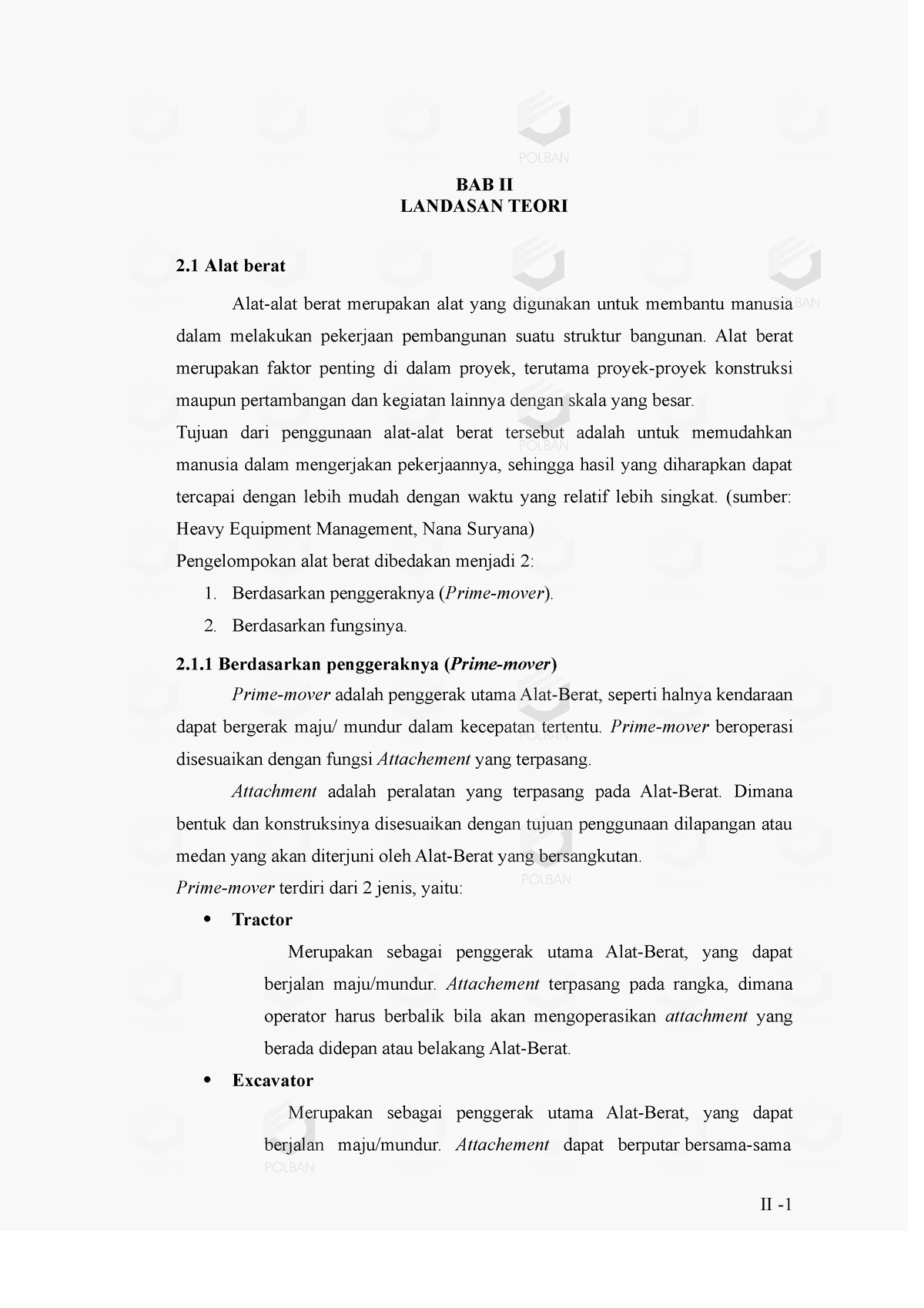 TR ALAT Berat-dikonversi - BAB II LANDASAN TEORI 2 Alat Berat Alat-alat ...