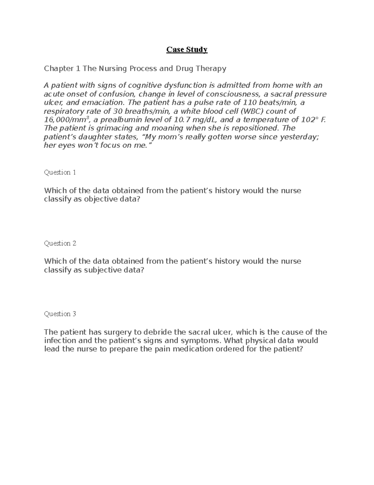 chapter 1 case study feeling lethargic