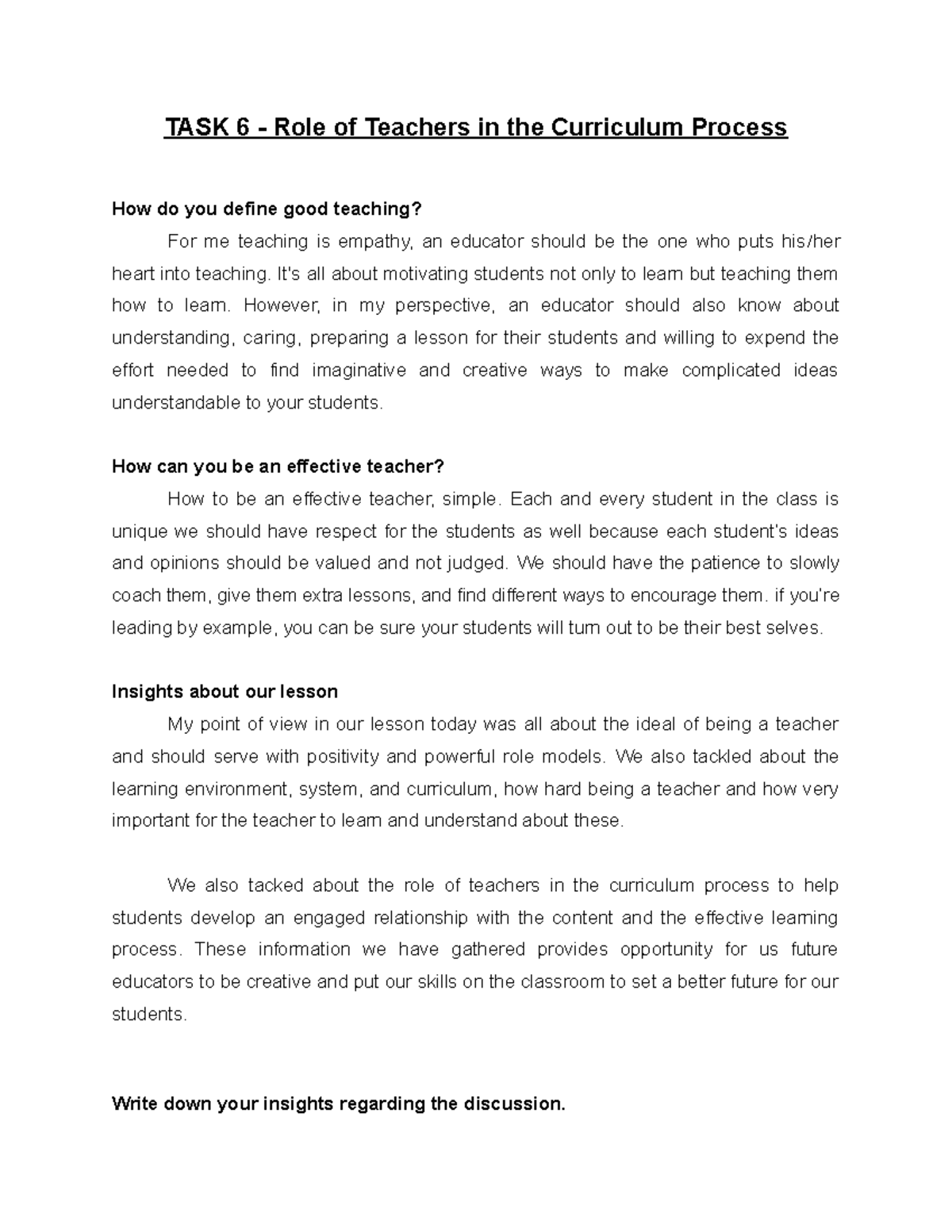 Role of Teachers in the Curriculum Process - It's all about motivating ...