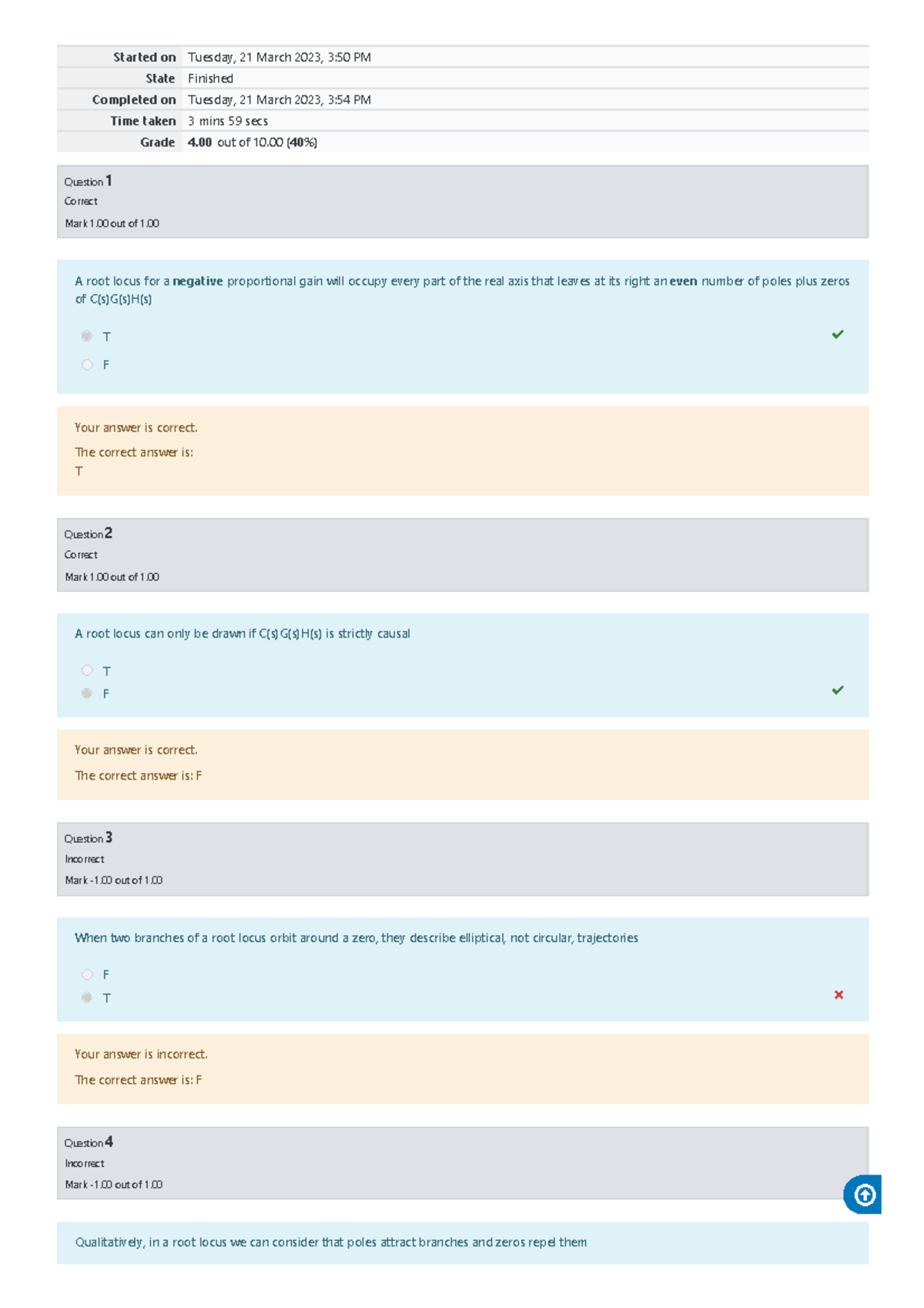 Test quiz on root locus Attempt review - Started on Tuesday, 21 March ...