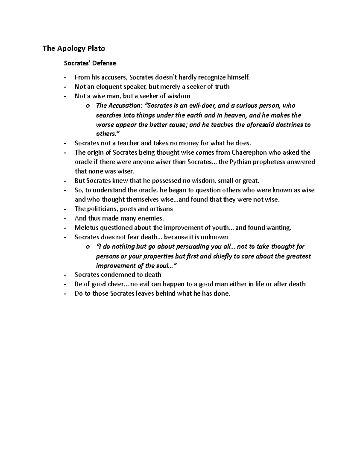 The Apology Plato - The Apology Plato Socrates’ Defense From his ...