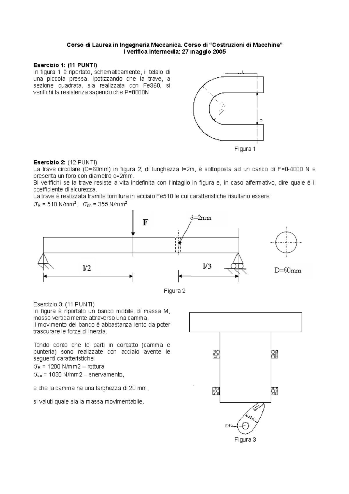 Esempio Prova D Esame Costruzione Di Macchine I Verifica Intermedia