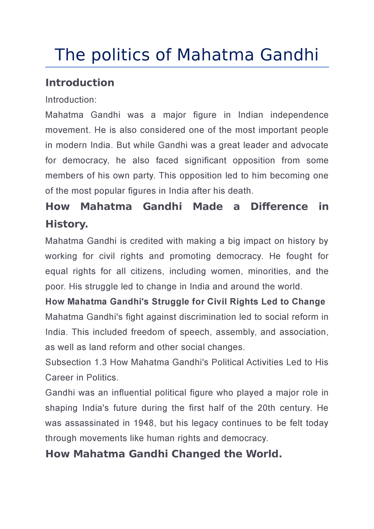 essay on mahatma gandhi with introduction