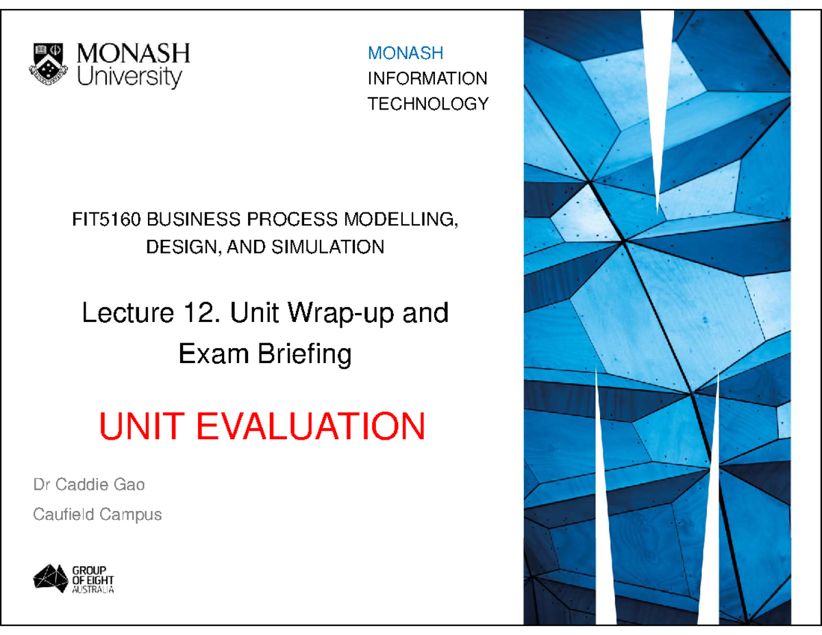 FIT5160 Lecture 12 PPT1 MONASH INFORMATION TECHNOLOGY FIT5160