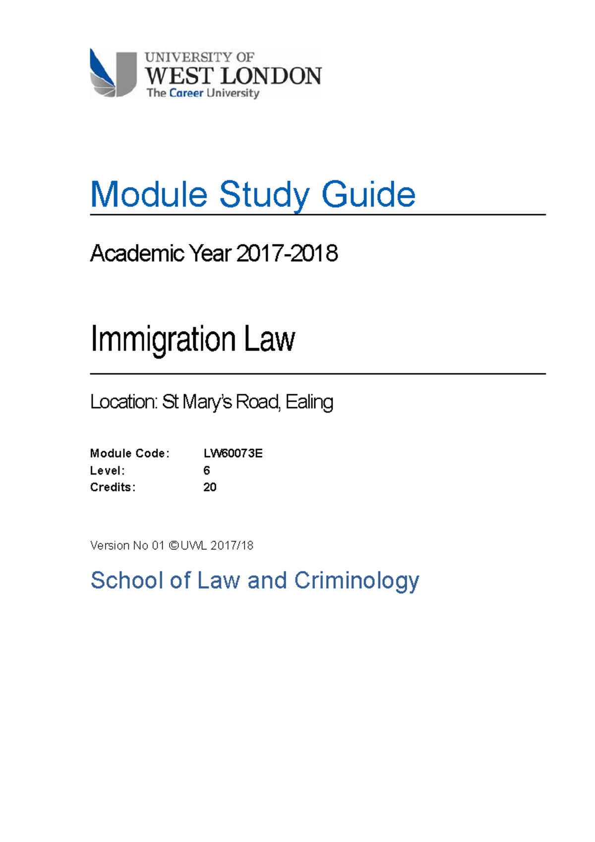 LLB Immigration Law MSG 2017-18 - Module Study Guide Academic Year 2017 ...