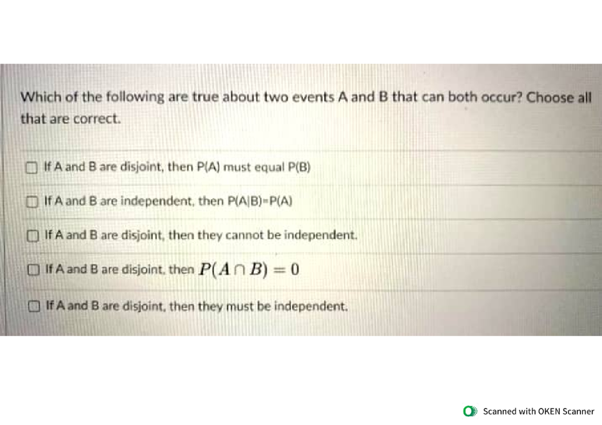 Probability - Problem Based On Disjoint And Independent Events - Studocu