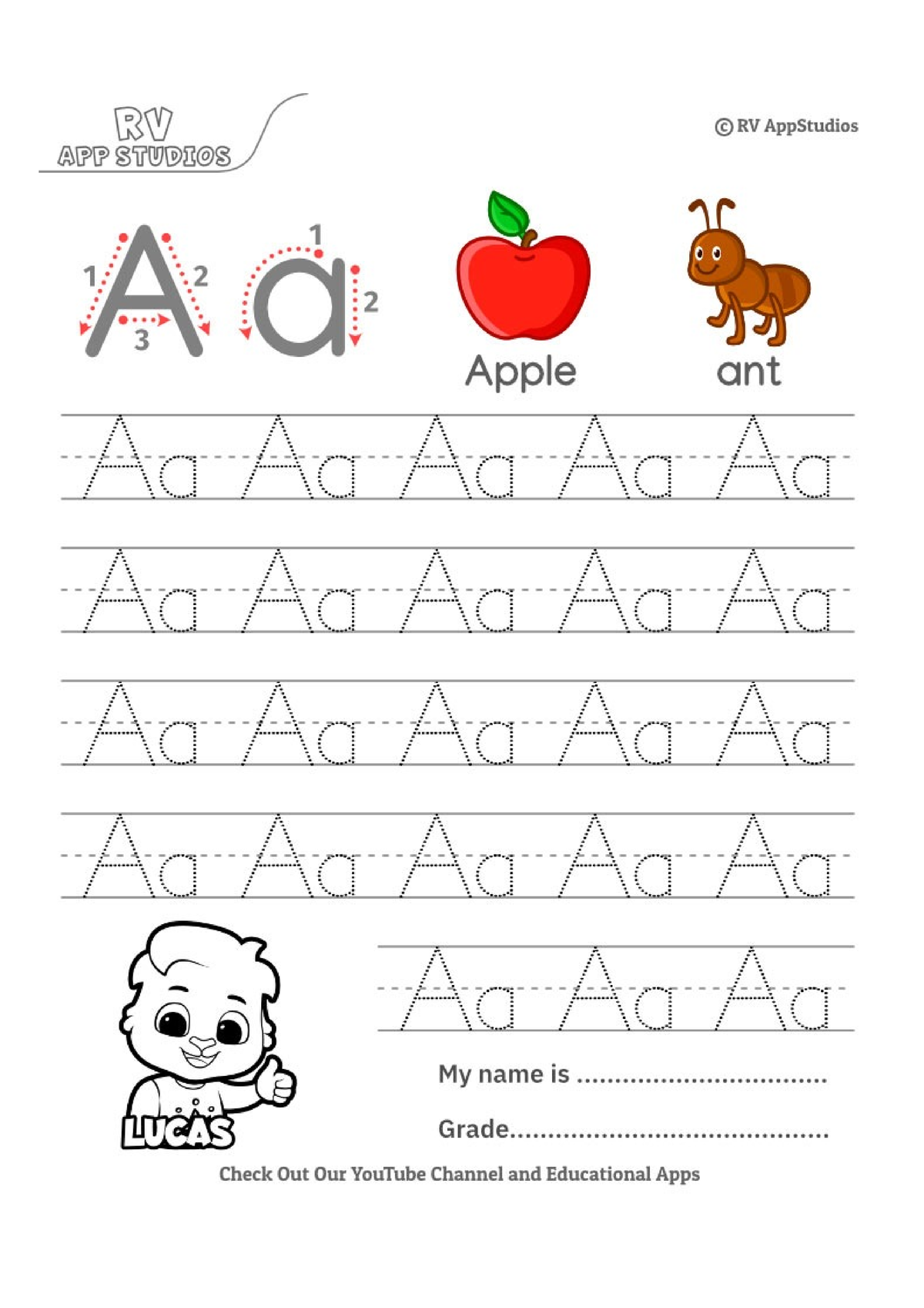 243 free printable worksheets for kids alphabet letter aa tracing ...