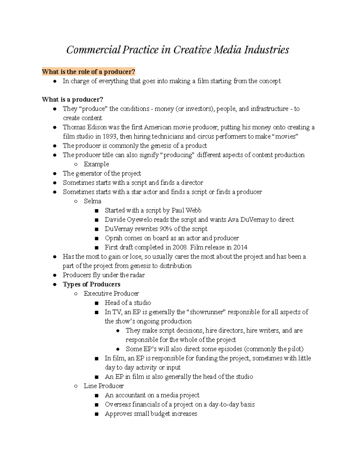 CMI 3340 Commercial Practice in CMI - Commercial Practice in Creative ...