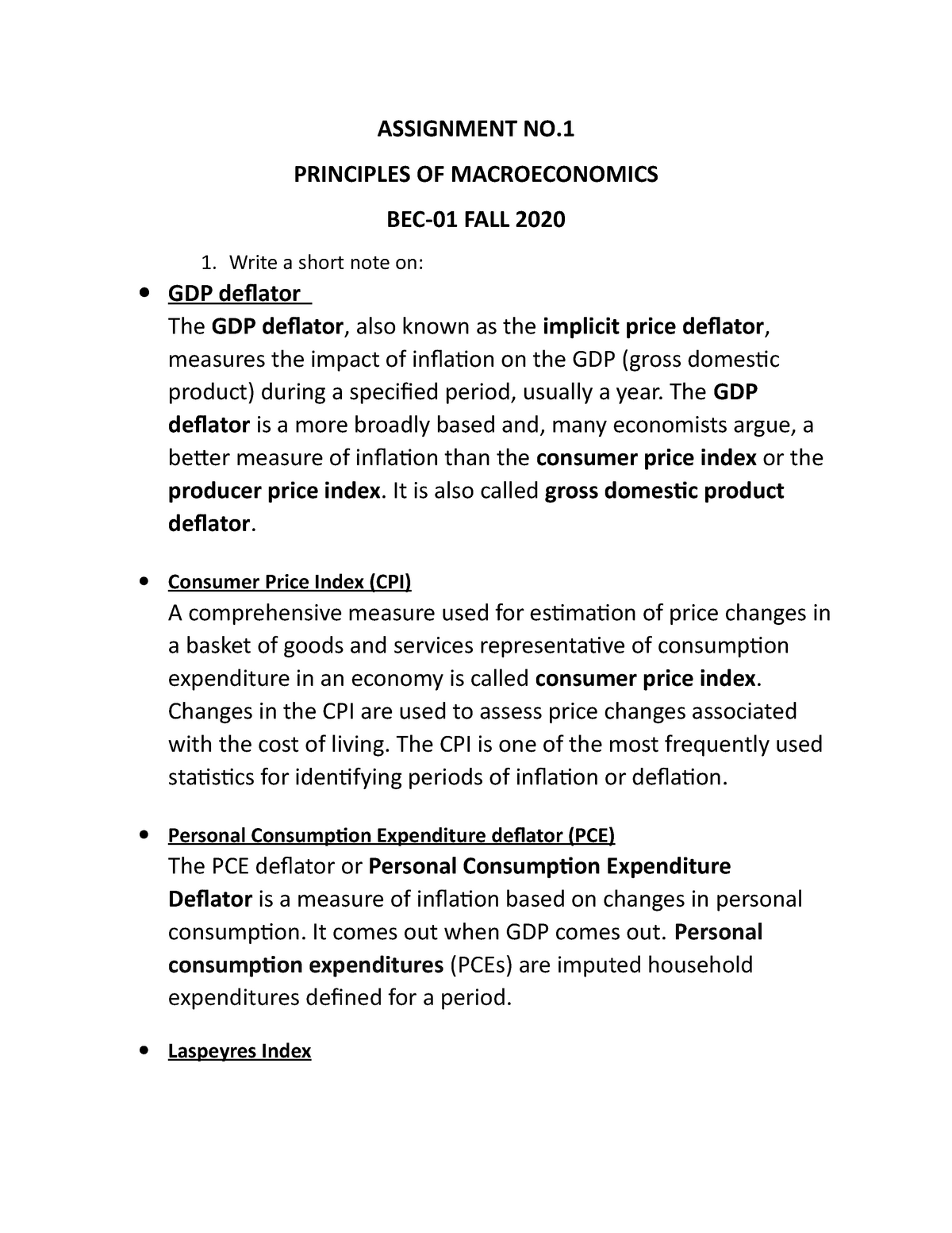 macroeconomics assignment topics