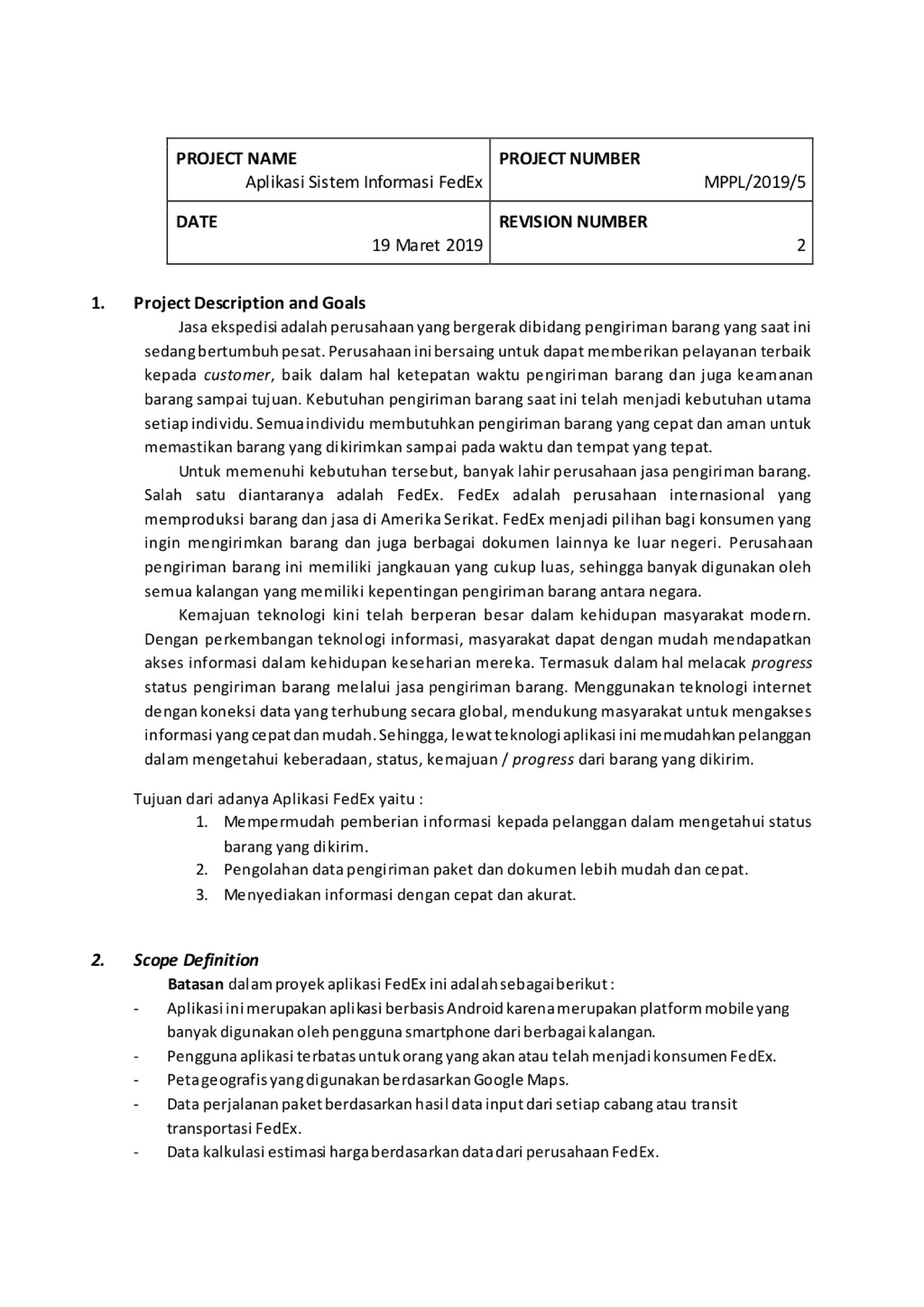 Contoh Project Charter 3 - Studocu