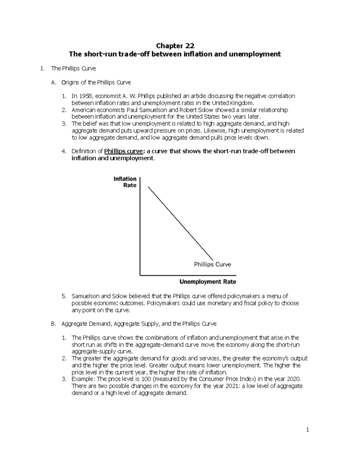 Chapter 22 - LECTURE NOTES - Chapter 22 The Short-run Trade-off Between ...