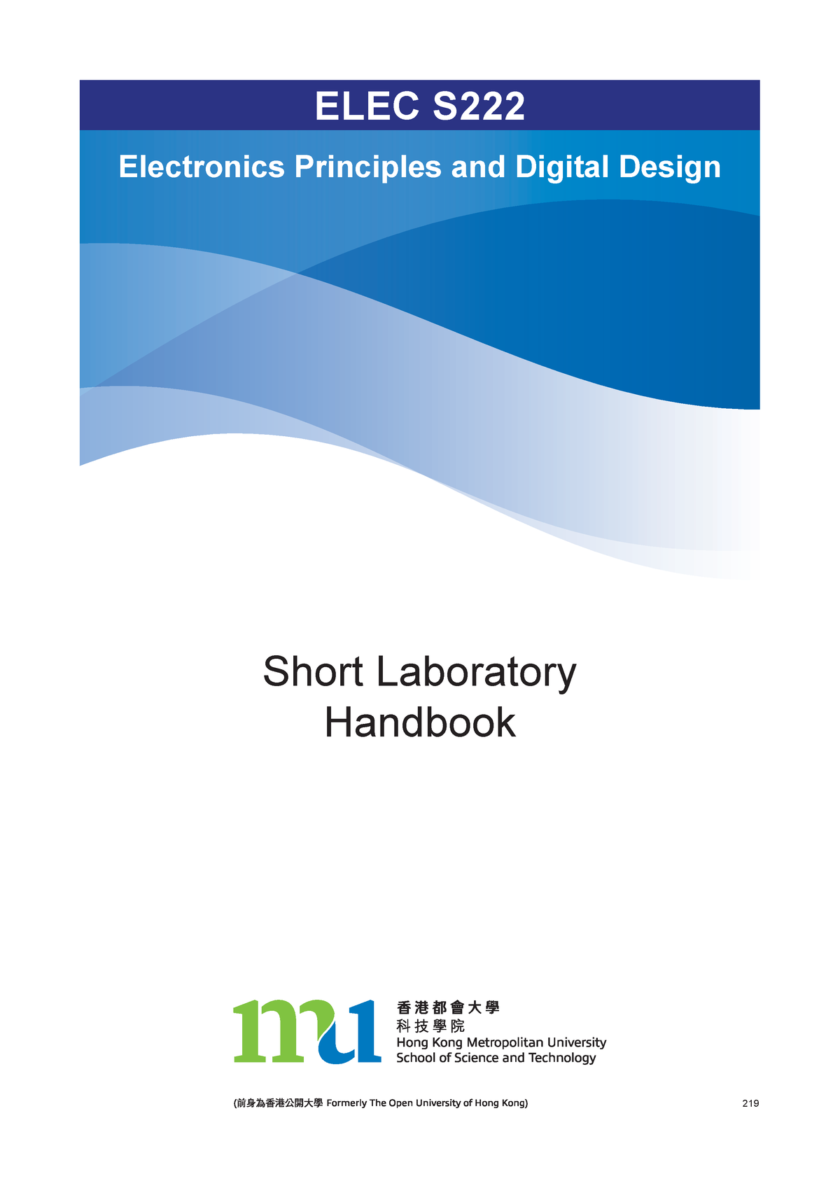 Elecs 222 Short Laboratory Handbook - 219 Short Laboratory Handbook ...