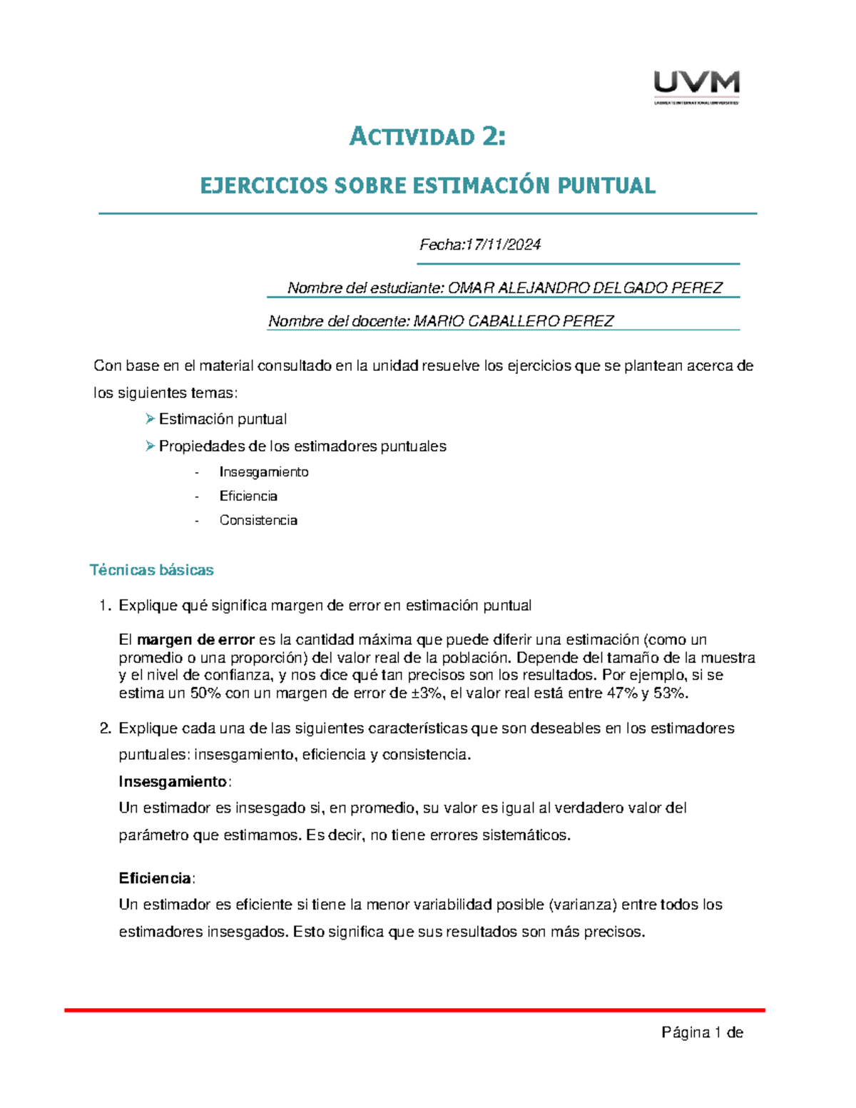 Segunda Actividad Ejercicios - Página 1 De ACTIVIDAD 2: EJERCICIOS ...