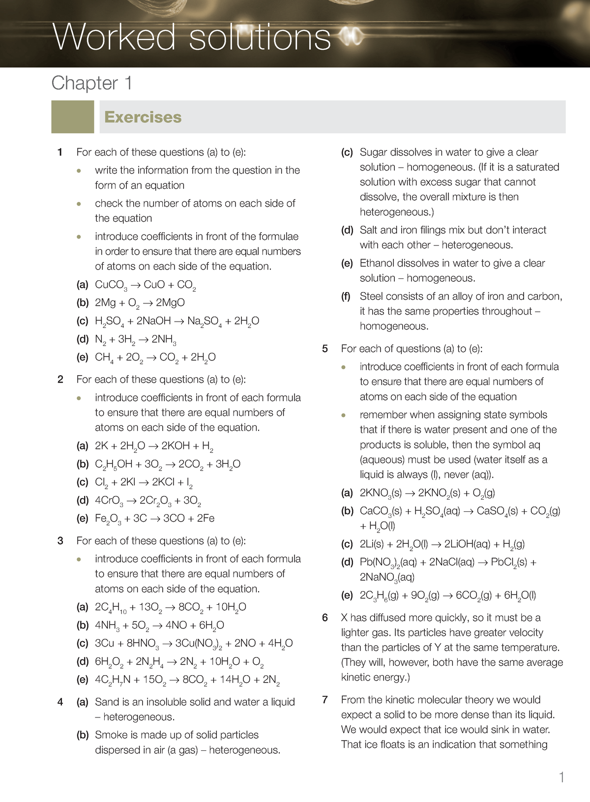 Chapter 1 Worked Solutions - Worked Solutions Chapter 1 Exercises 1 For ...