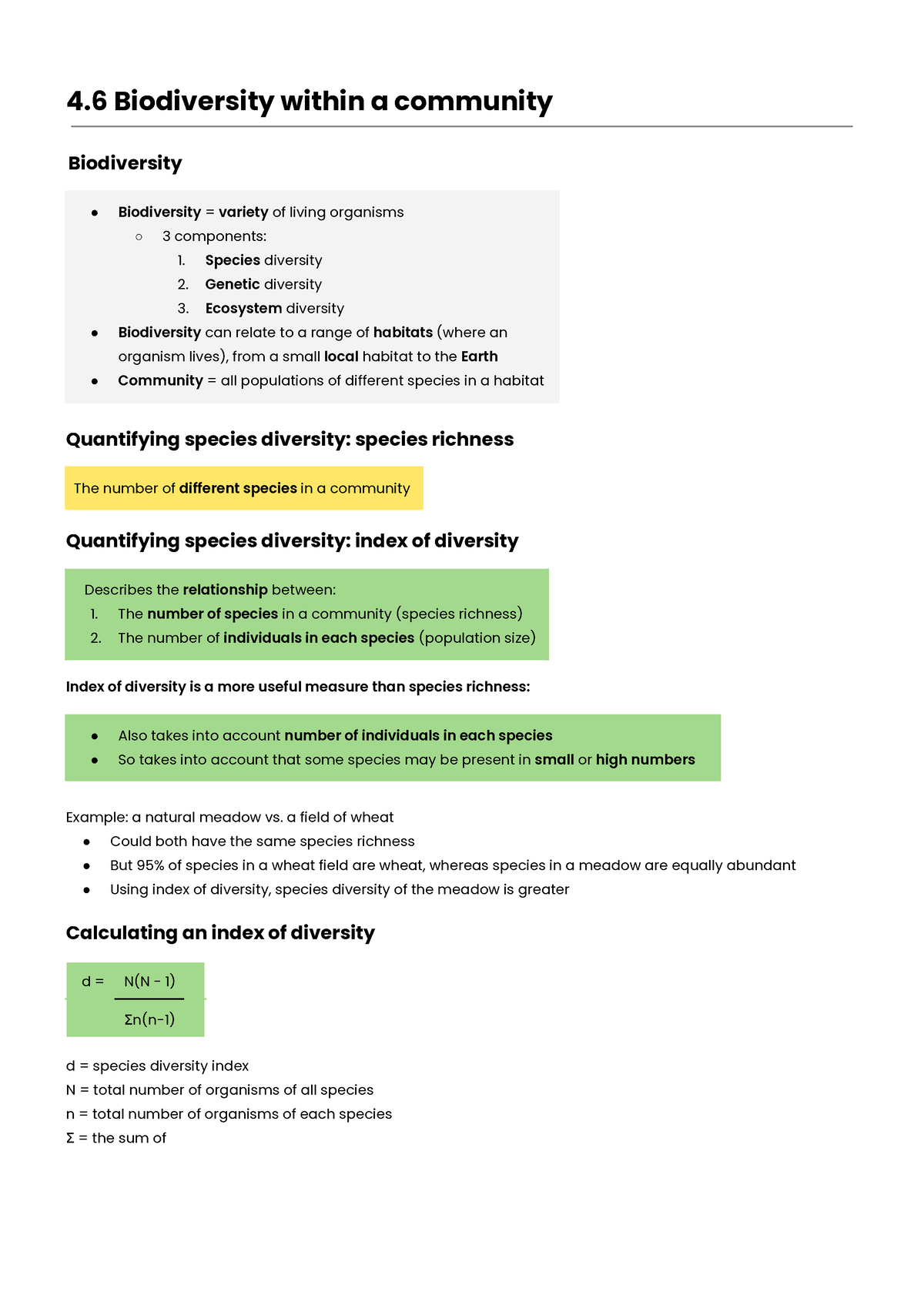 NEW Biodiversity within a community - 4 Biodiversity within a community ...