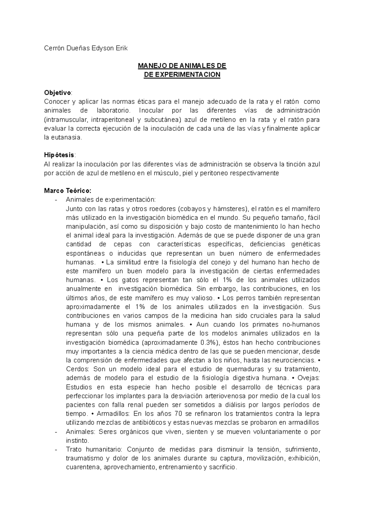 Manejo de animales-1 - Pipip - Cerrón Dueñas Edyson Erik MANEJO DE ...