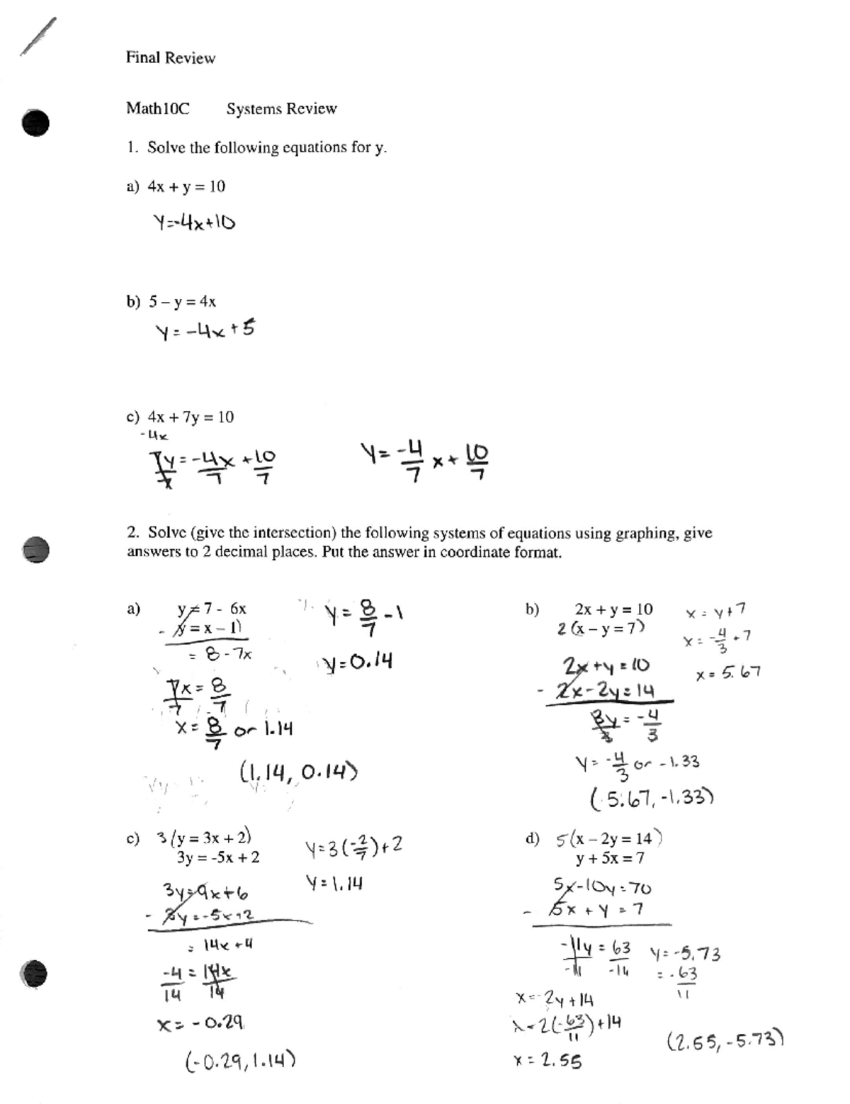 Grade 10 Math Systems - notes - Studocu