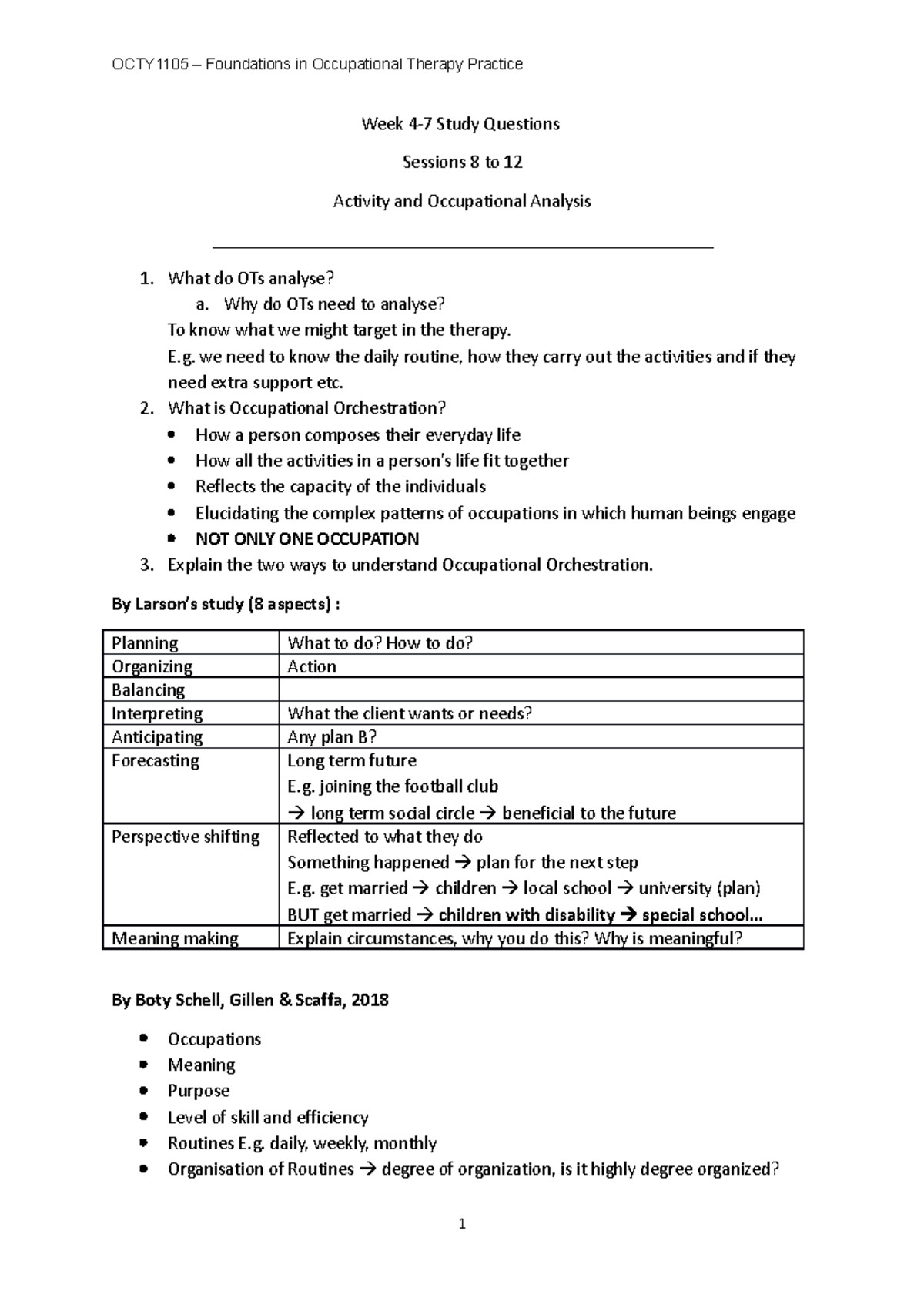 Turning Point 2 - Week 4-7 Study Questions Sessions 8 to 12 Activity ...