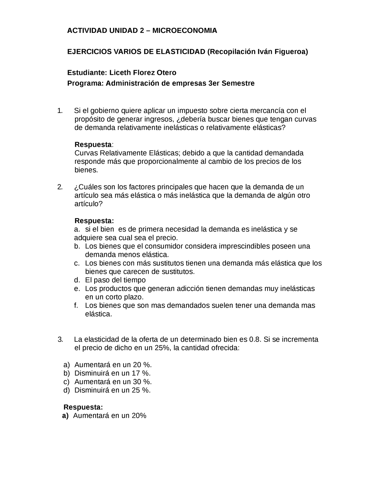 Actividad DE Aprendizaje 2 Microeconomia Resuelta - ACTIVIDAD UNIDAD 2 ...