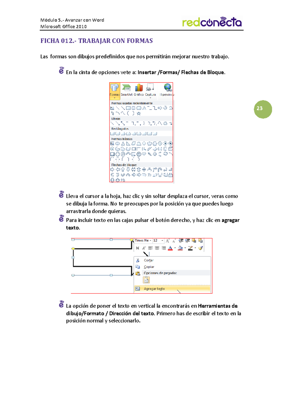 M2 012 Trabajar con formas - Módulo 5.- Avanzar con Word Microsoft ...
